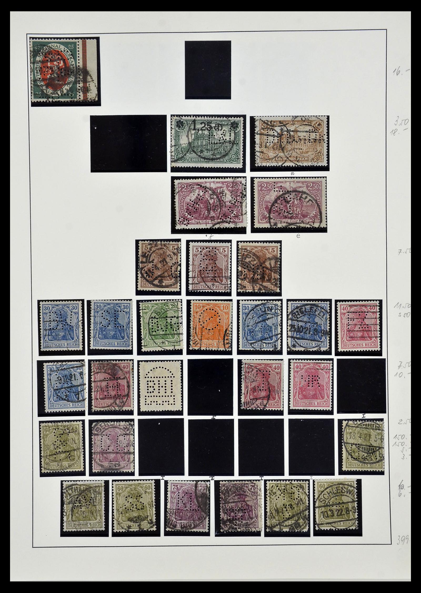 34409 007 - Stamp Collection 34409 German Reich perfins.