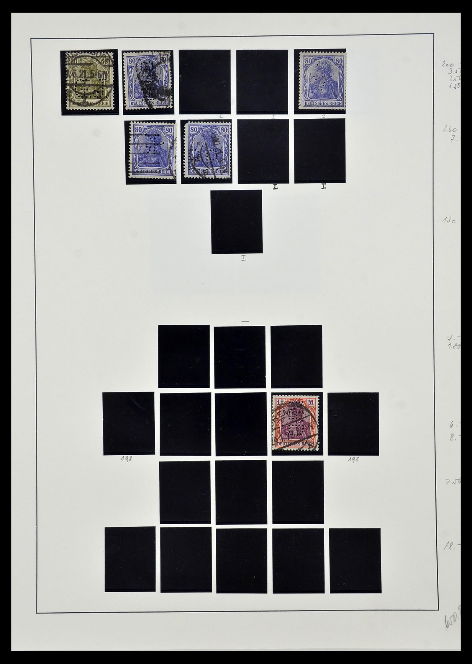 34409 008 - Stamp Collection 34409 German Reich perfins.