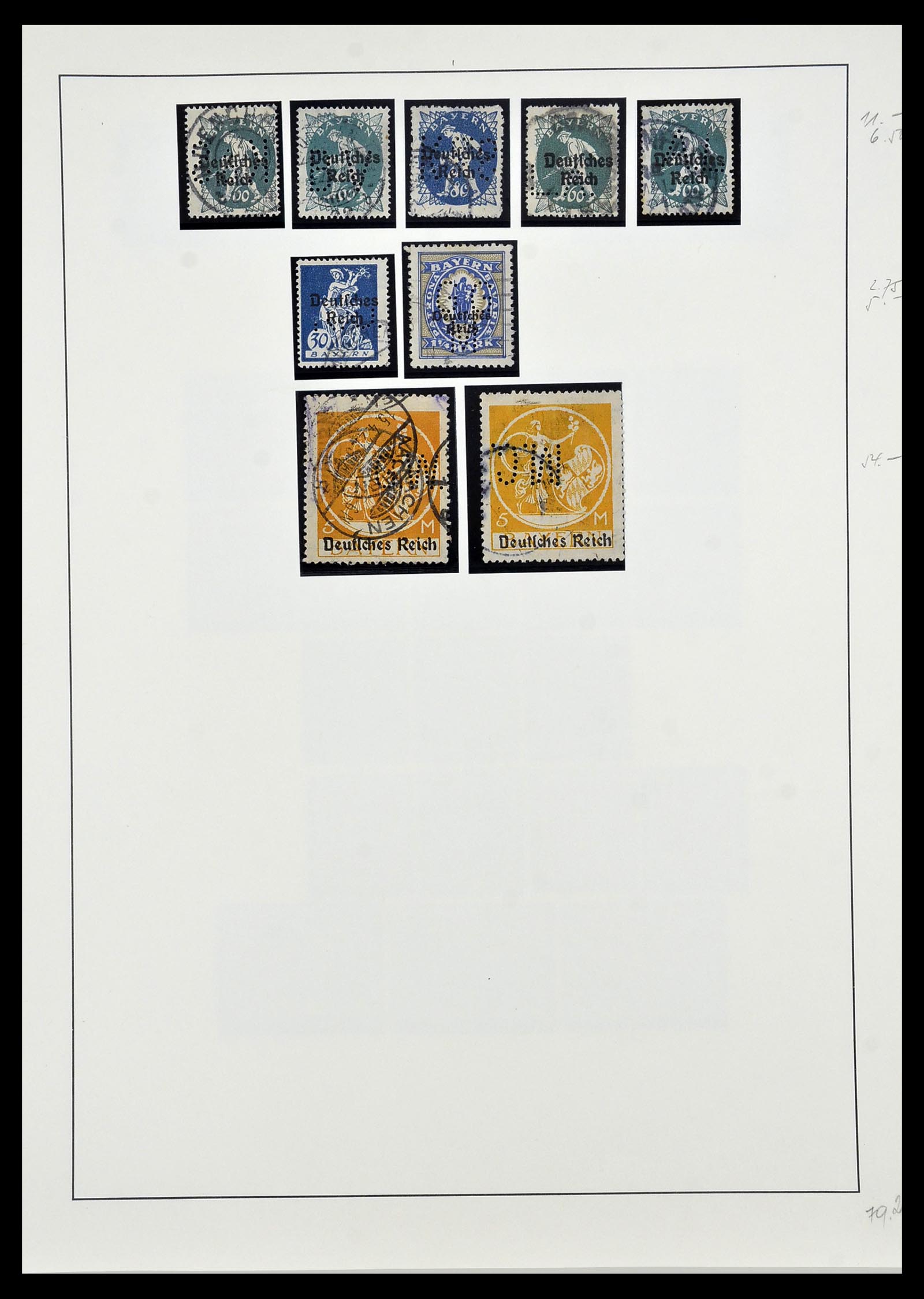 34409 009 - Stamp Collection 34409 German Reich perfins.