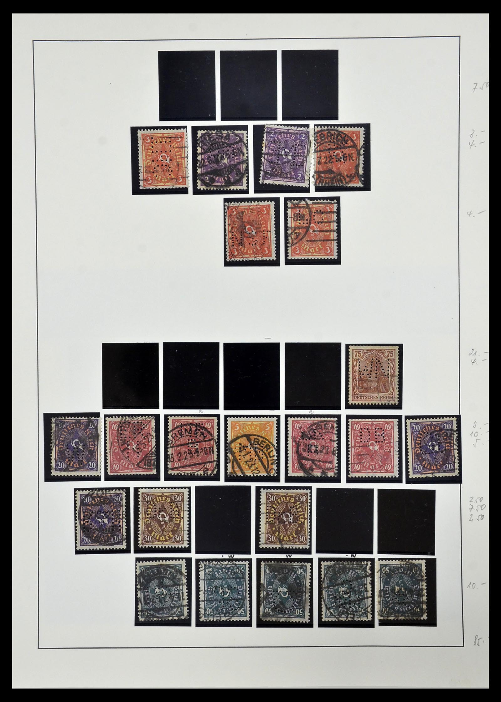 34409 011 - Stamp Collection 34409 German Reich perfins.