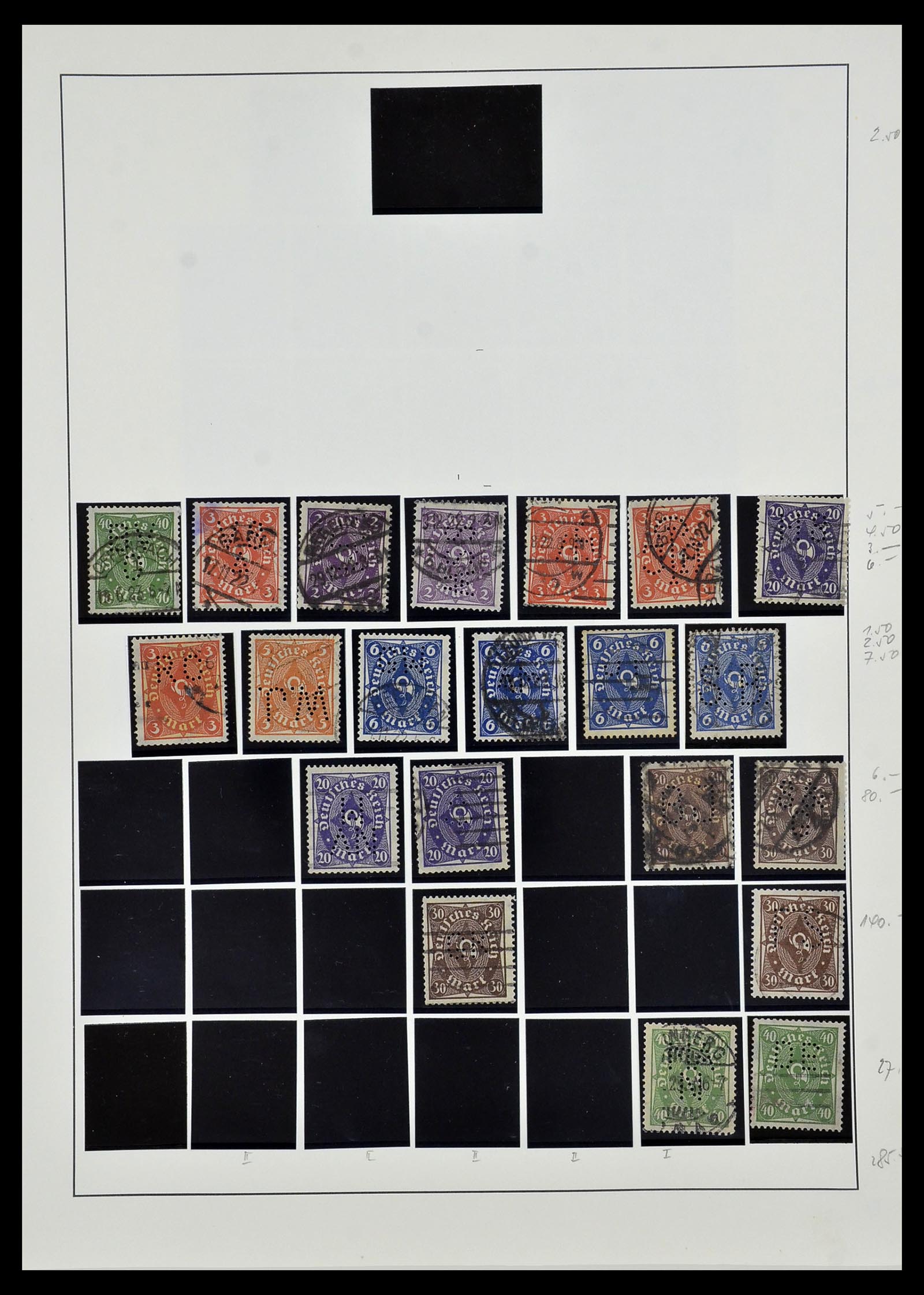 34409 012 - Stamp Collection 34409 German Reich perfins.