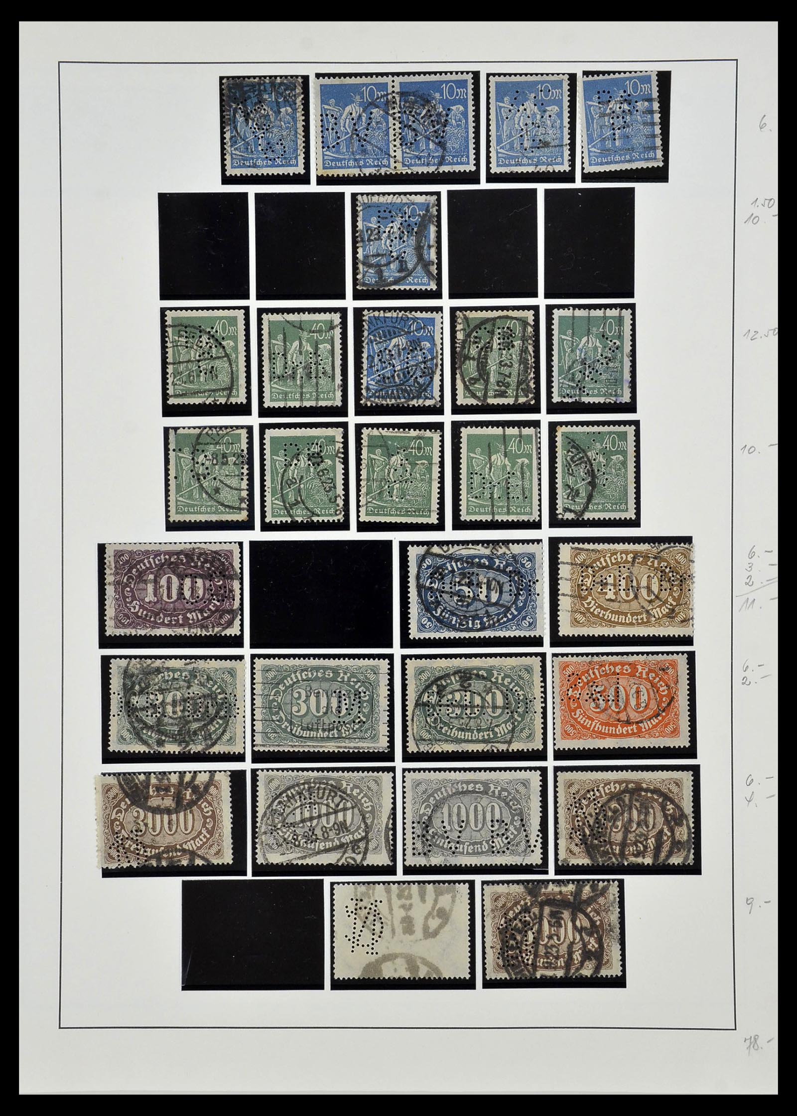 34409 013 - Stamp Collection 34409 German Reich perfins.