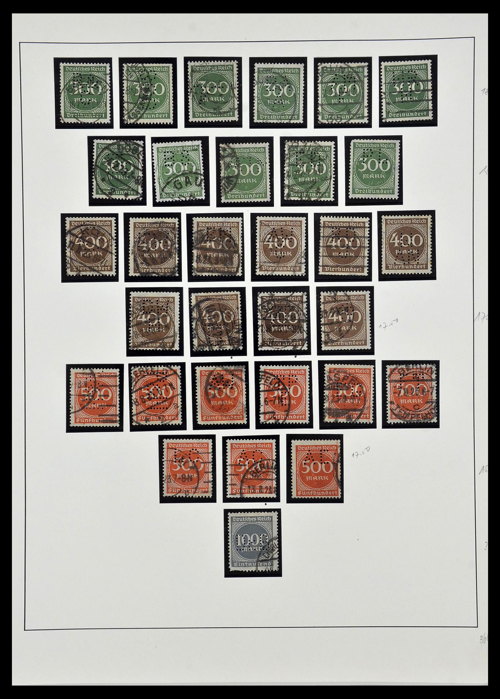 34409 015 - Stamp Collection 34409 German Reich perfins.