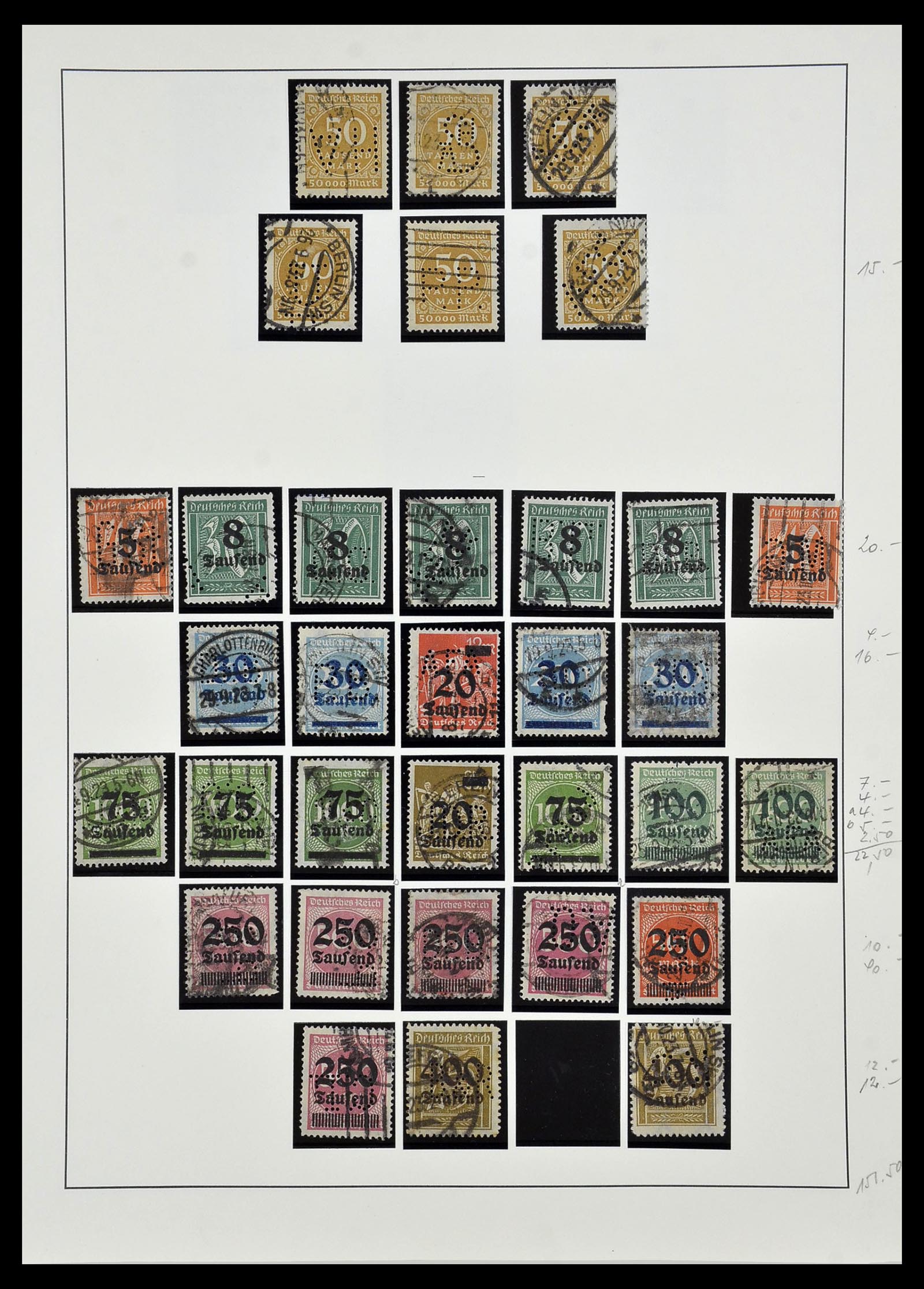 34409 016 - Stamp Collection 34409 German Reich perfins.