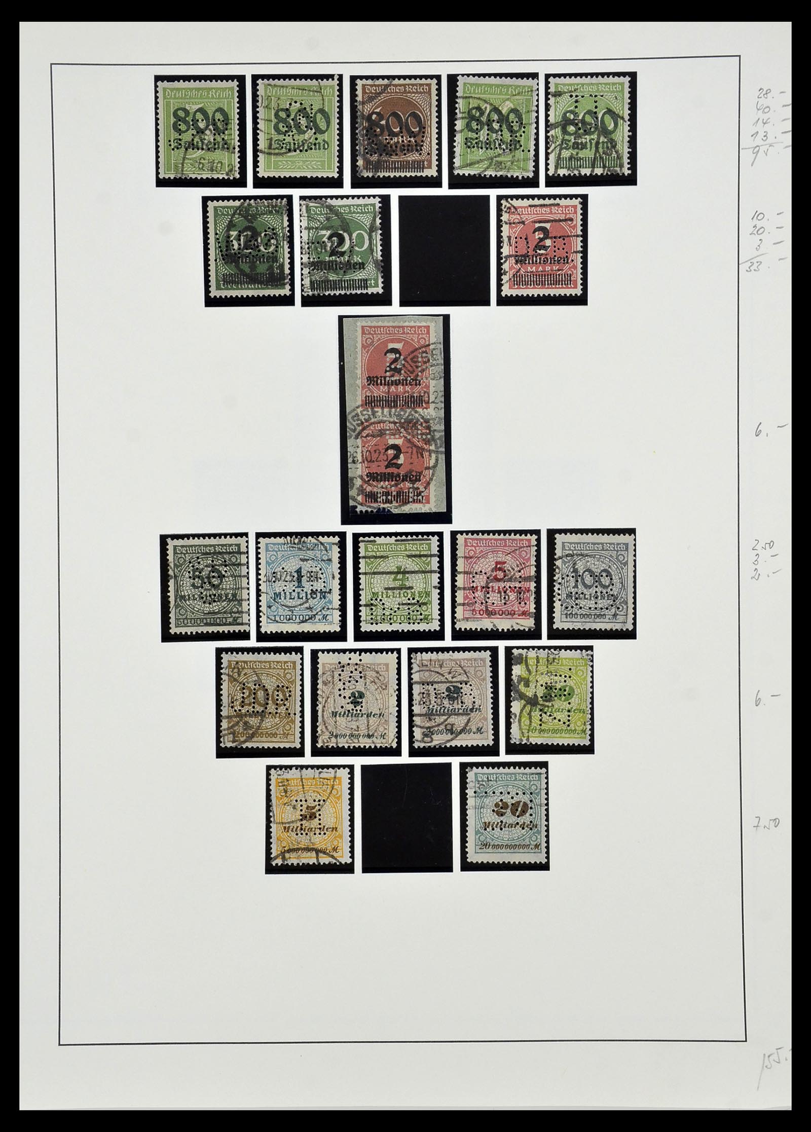 34409 017 - Stamp Collection 34409 German Reich perfins.