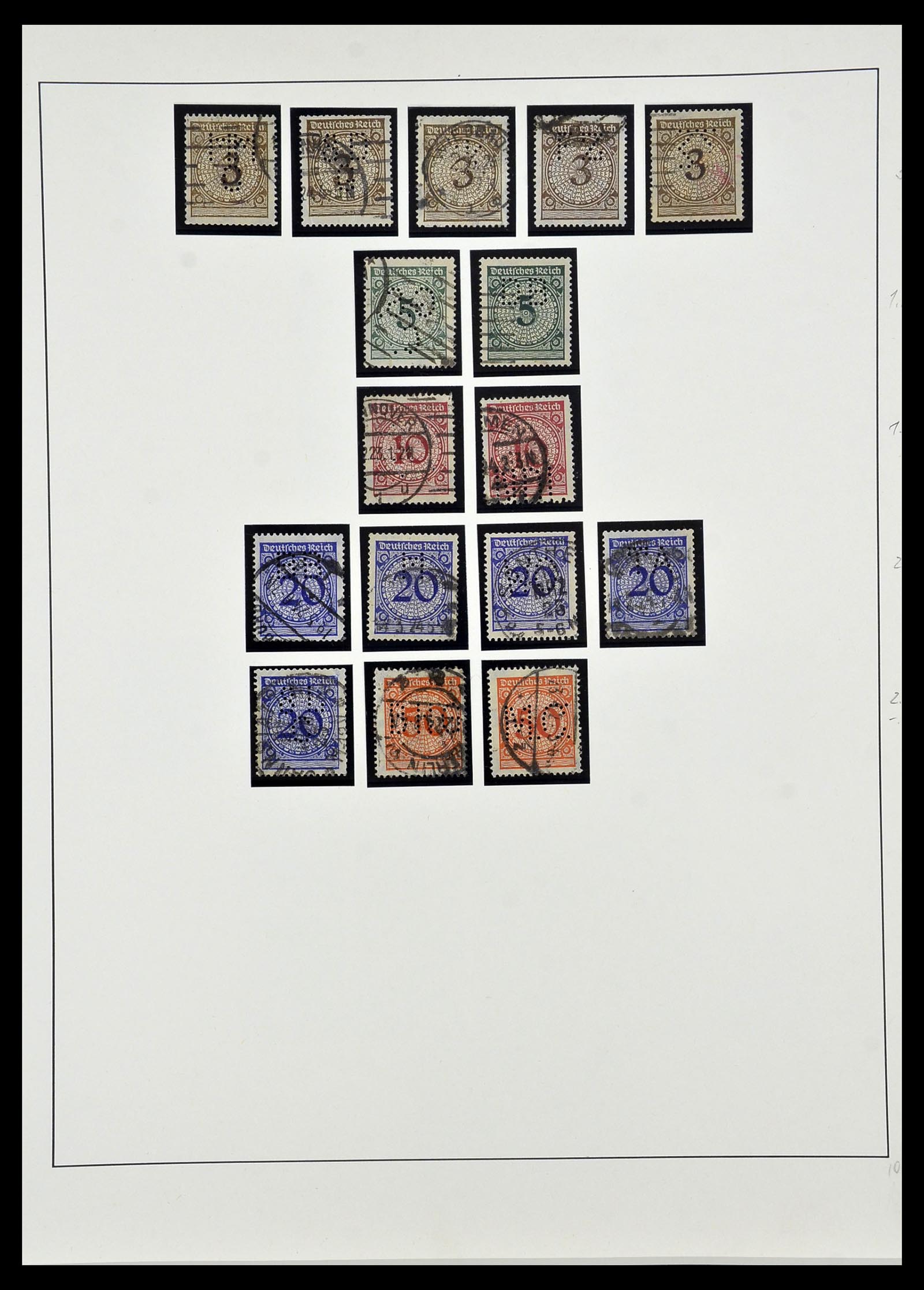 34409 018 - Stamp Collection 34409 German Reich perfins.