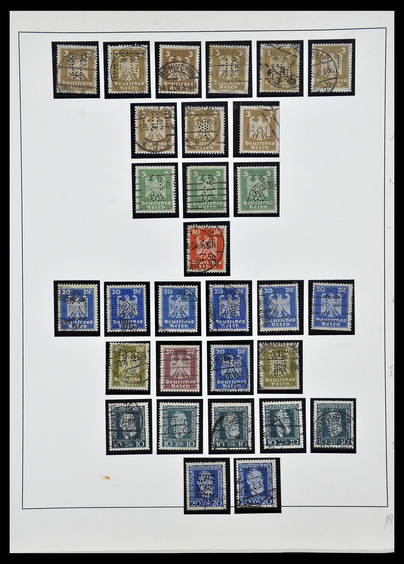 34409 019 - Stamp Collection 34409 German Reich perfins.