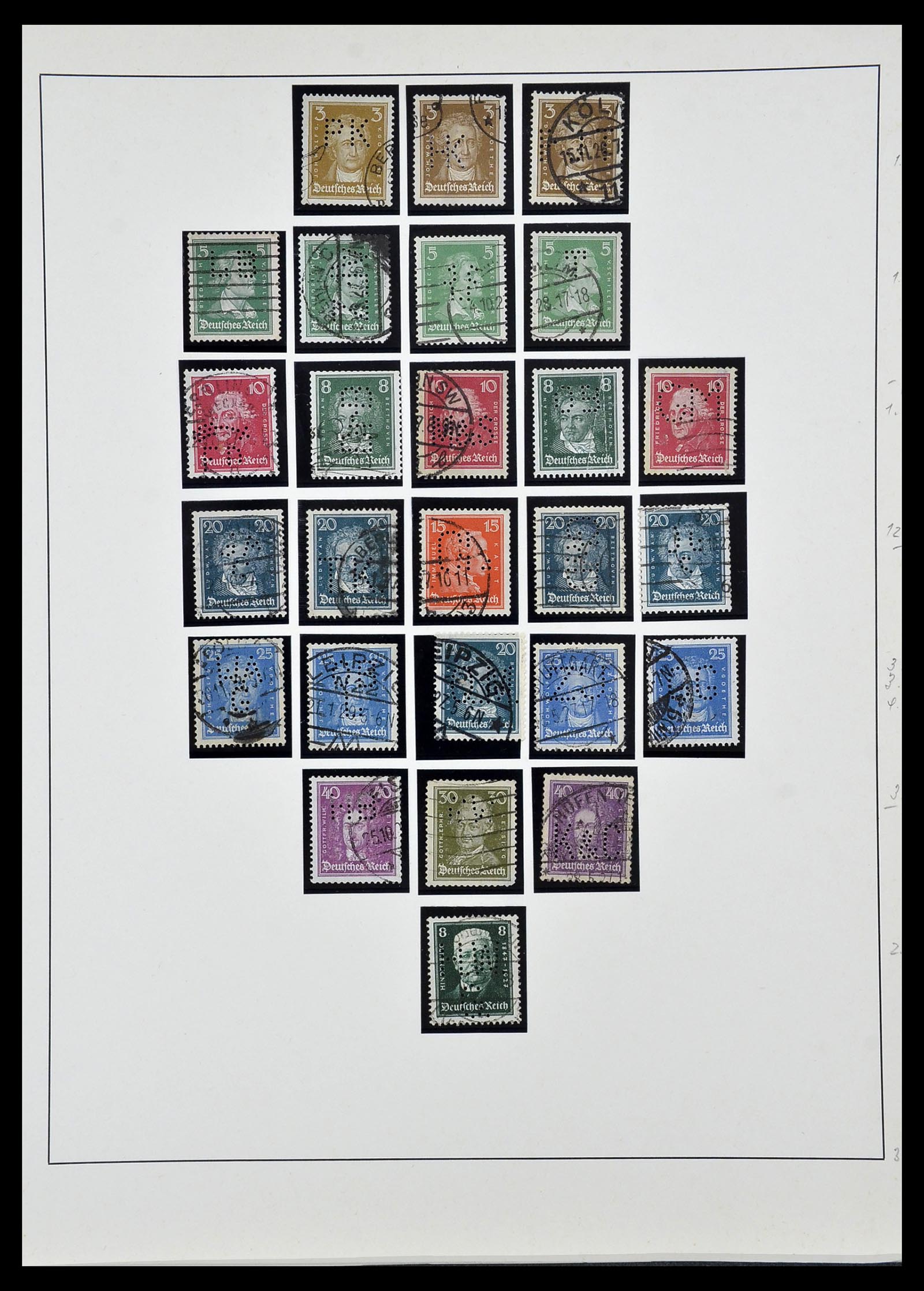 34409 021 - Stamp Collection 34409 German Reich perfins.