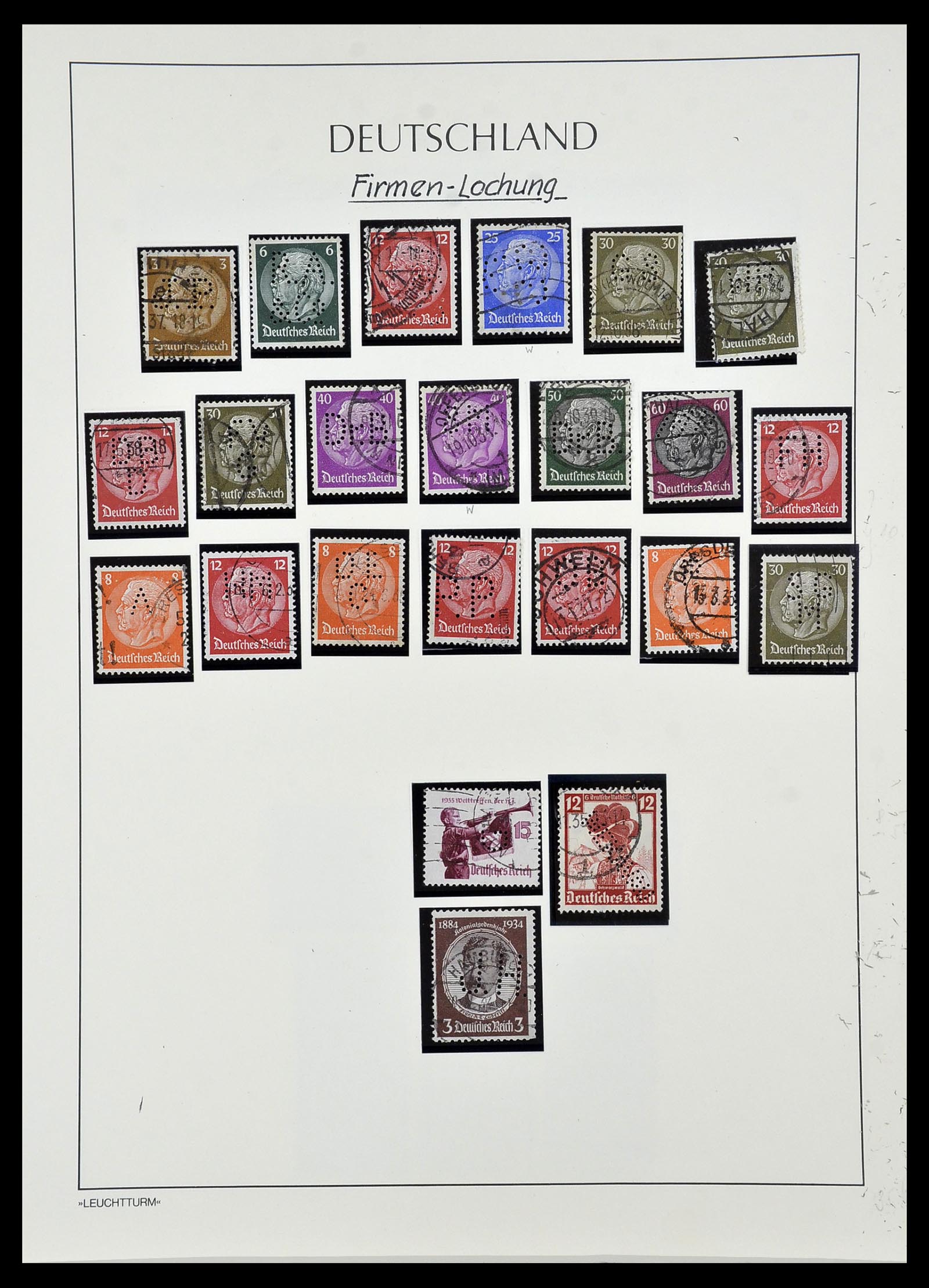 34409 023 - Stamp Collection 34409 German Reich perfins.