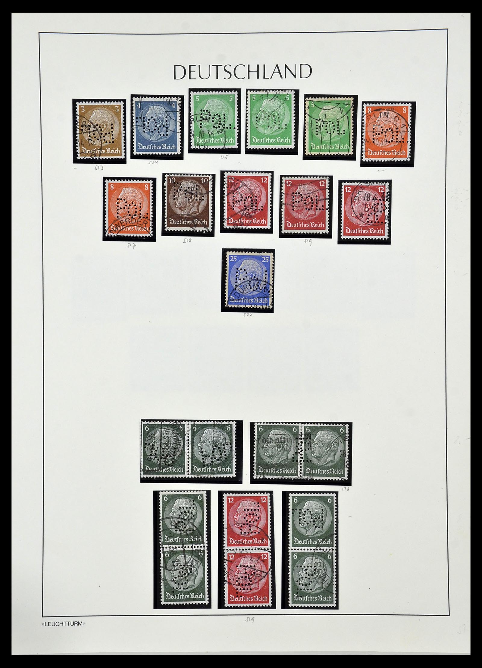 34409 024 - Stamp Collection 34409 German Reich perfins.