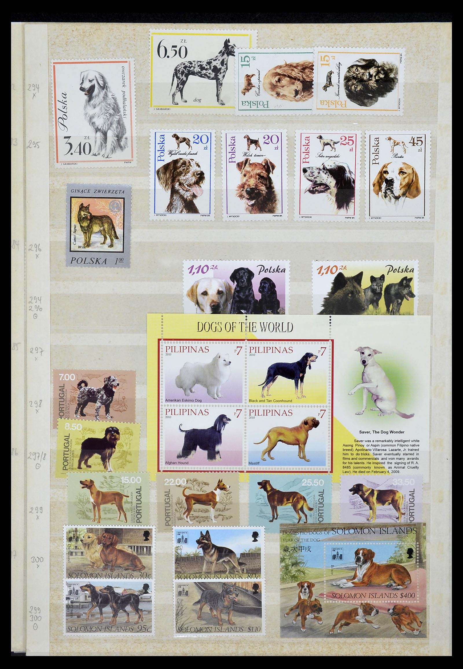 34410 032 - Postzegelverzameling 34410 Motief Honden 1965-2011.