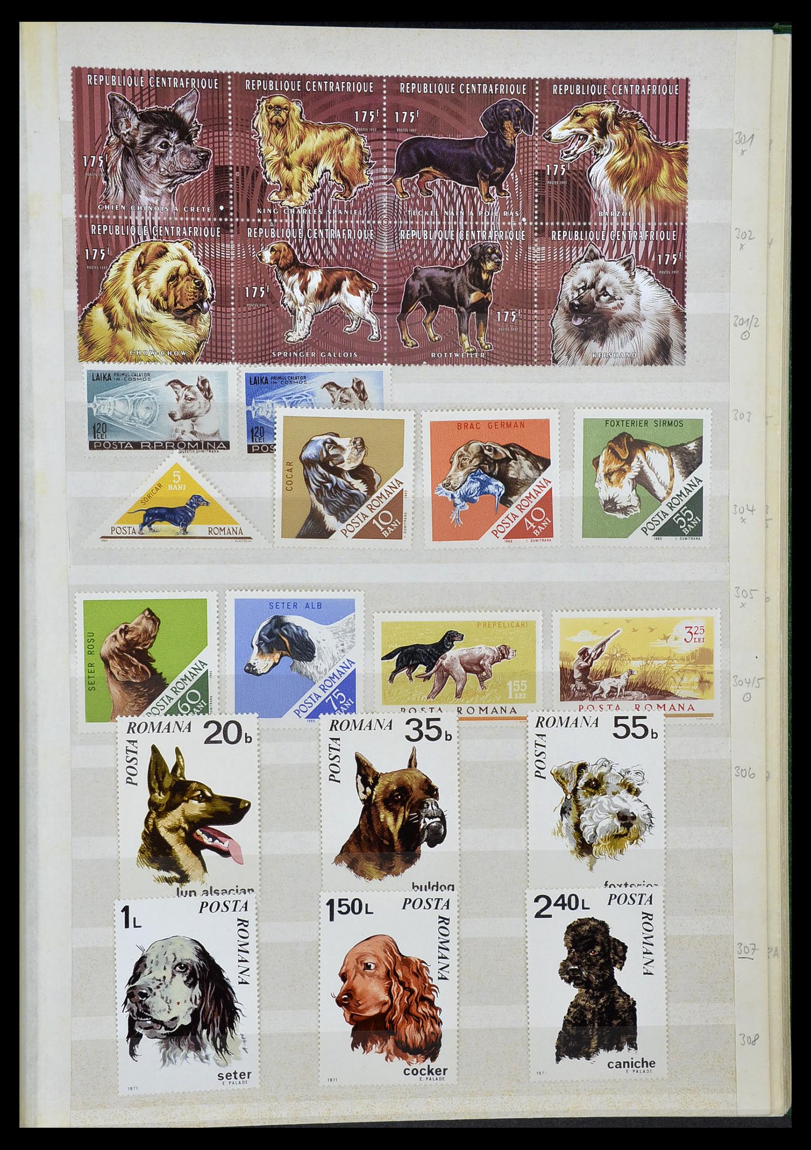 34410 033 - Postzegelverzameling 34410 Motief Honden 1965-2011.