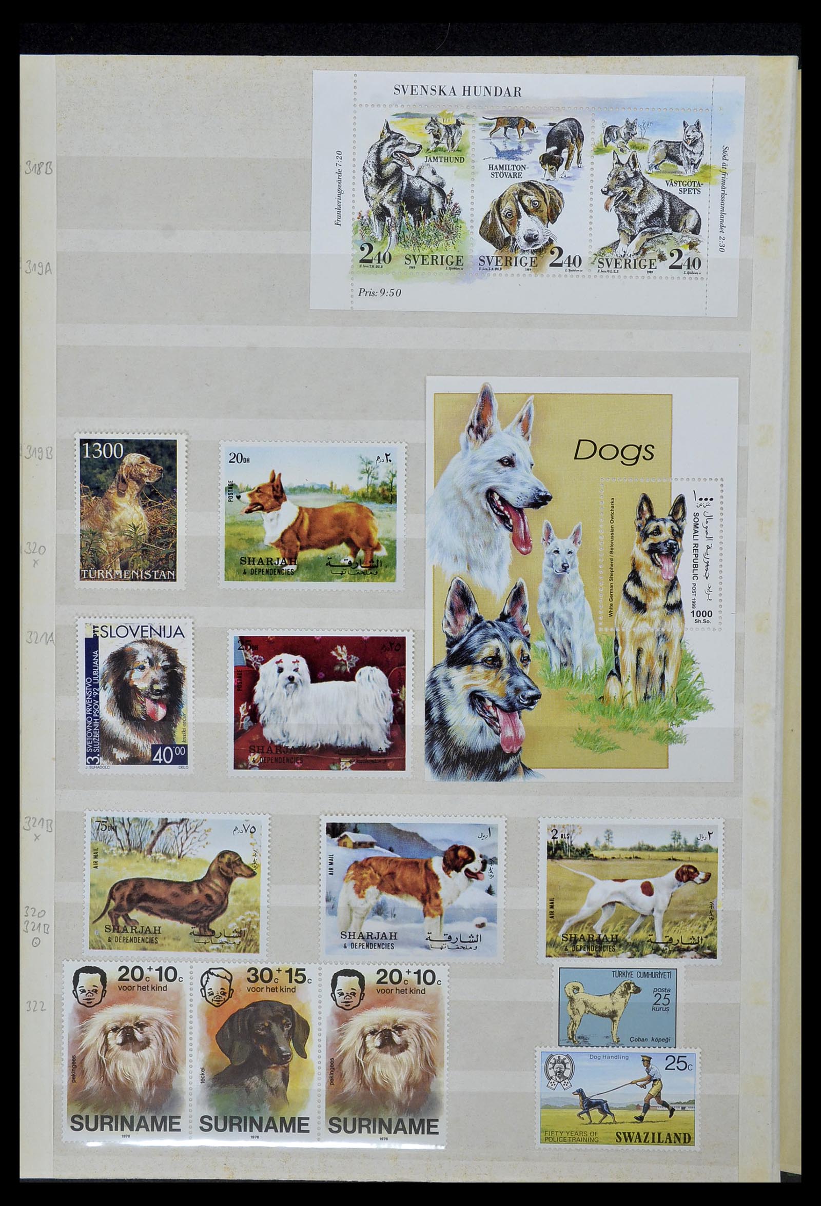 34410 036 - Postzegelverzameling 34410 Motief Honden 1965-2011.