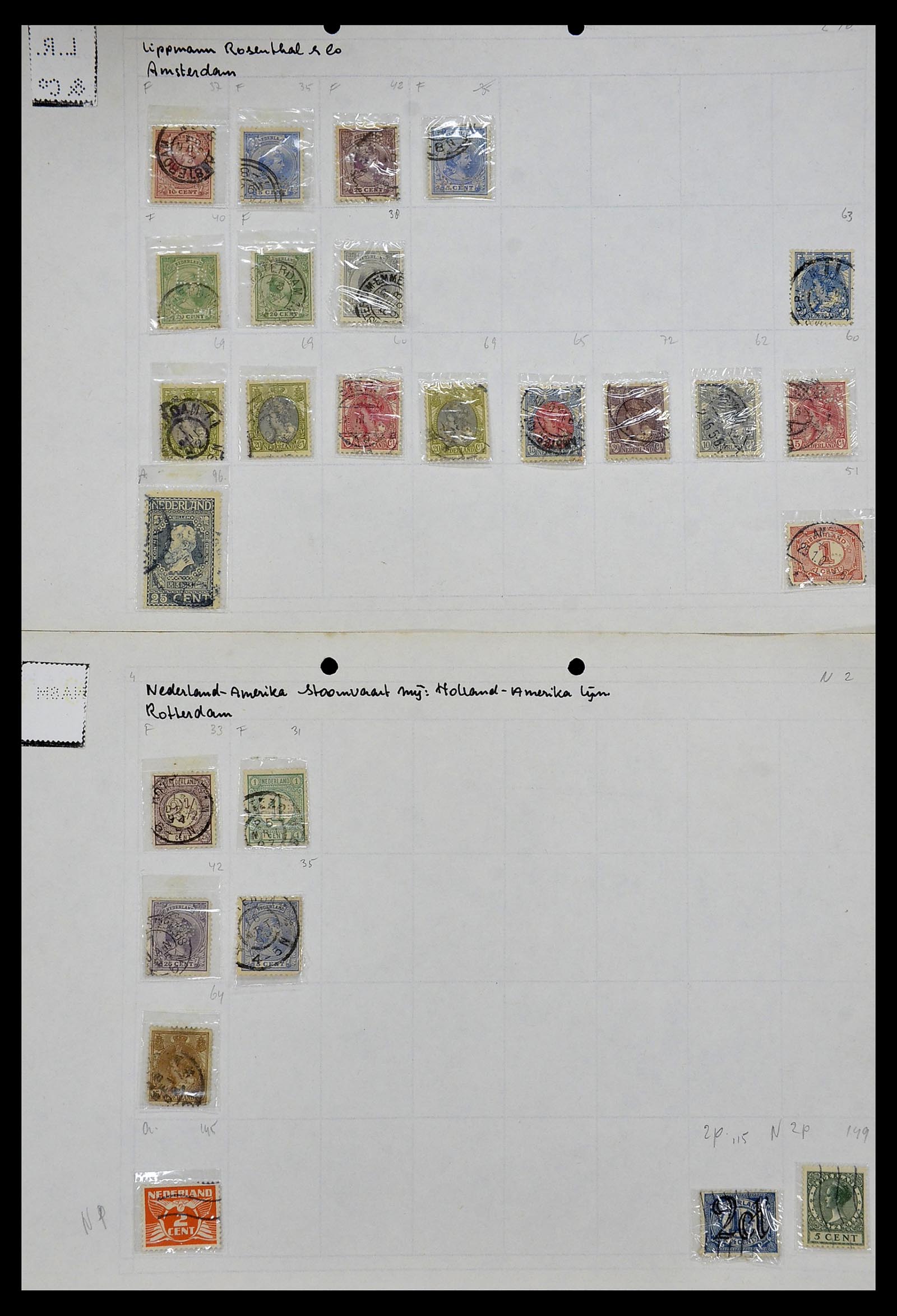 34414 001 - Stamp Collection 34414 Netherlands perfins 1872-1990.