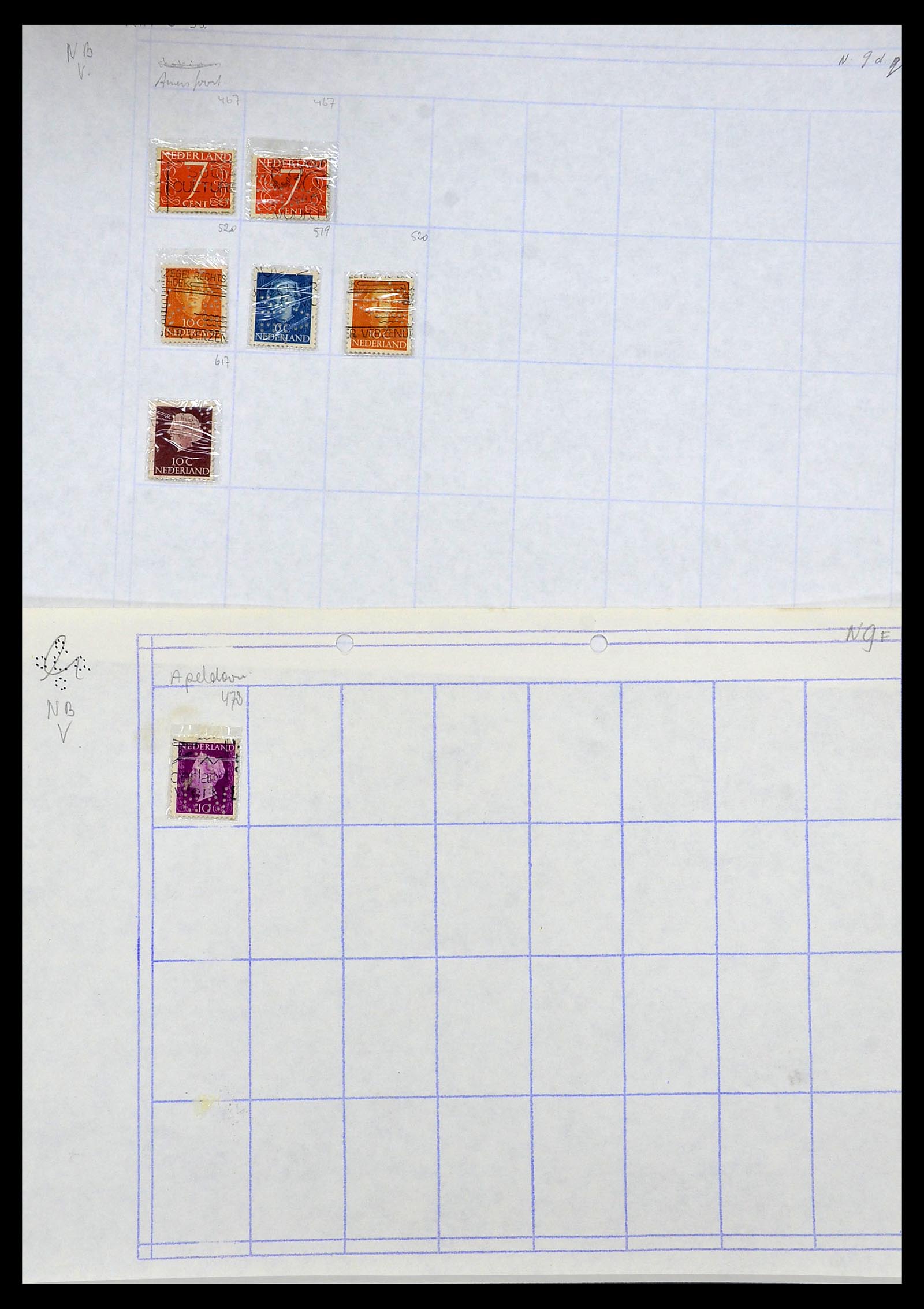 34414 002 - Stamp Collection 34414 Netherlands perfins 1872-1990.