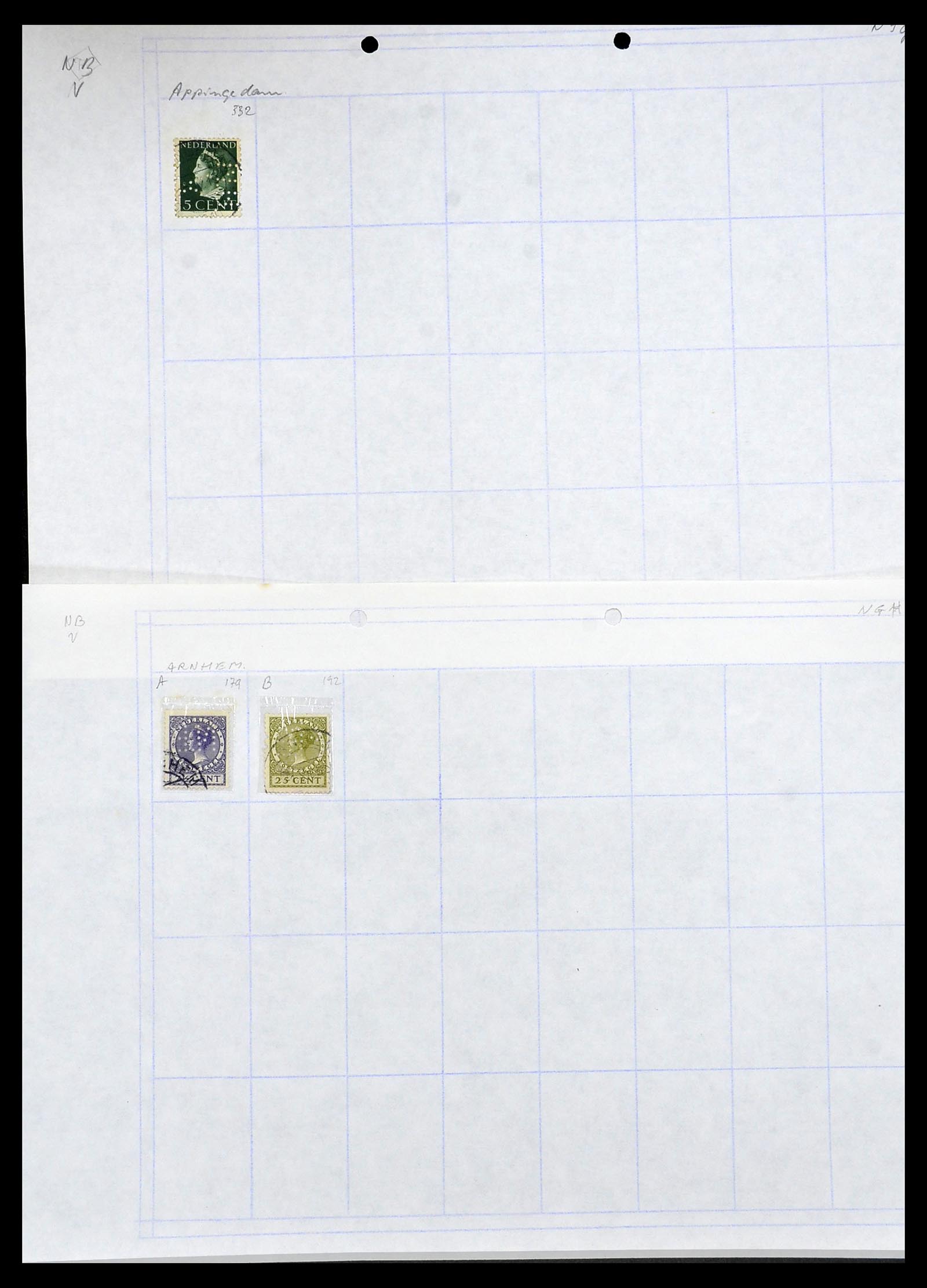 34414 003 - Stamp Collection 34414 Netherlands perfins 1872-1990.