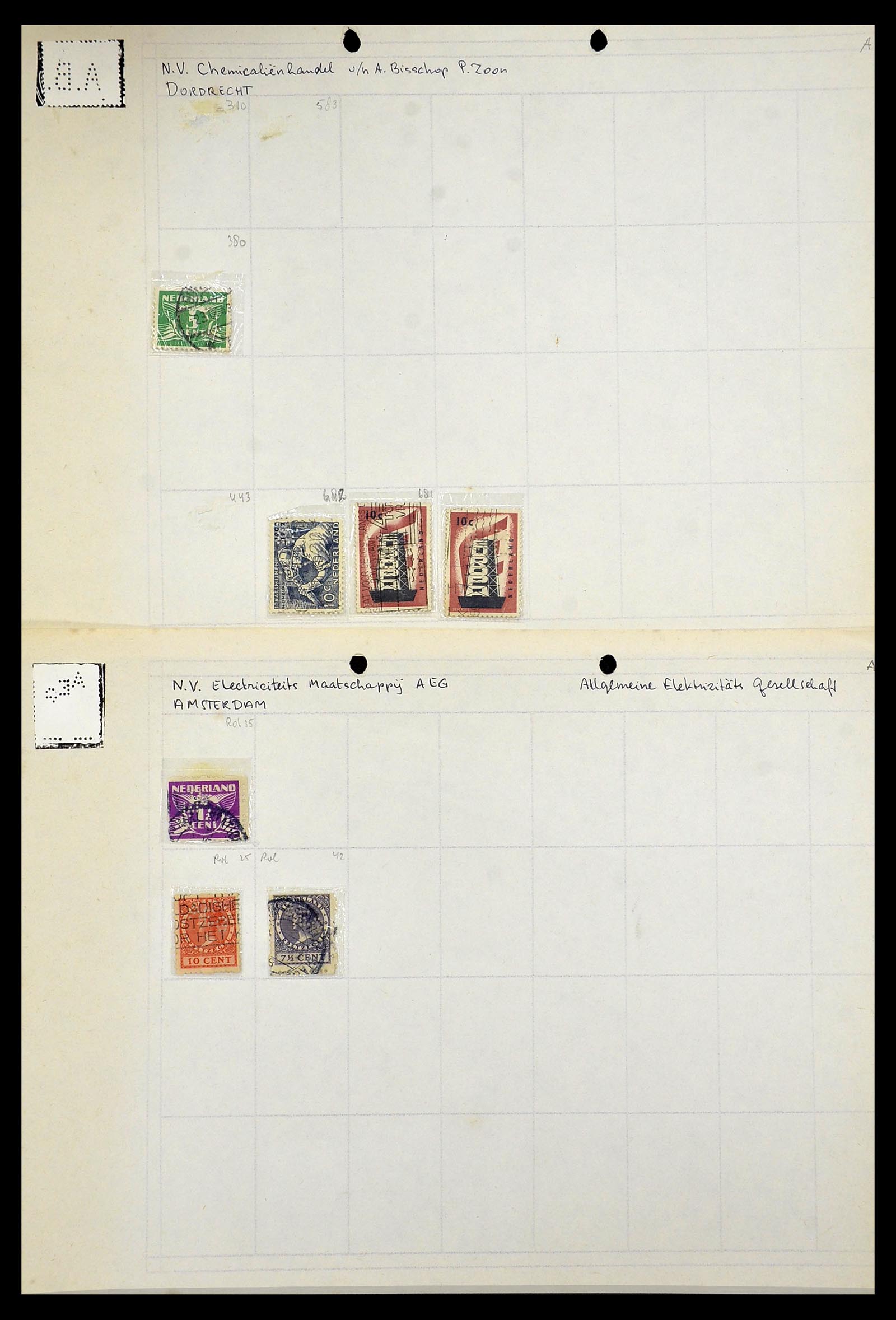 34414 017 - Postzegelverzameling 34414 Nederland firmaperforaties 1872-1990.