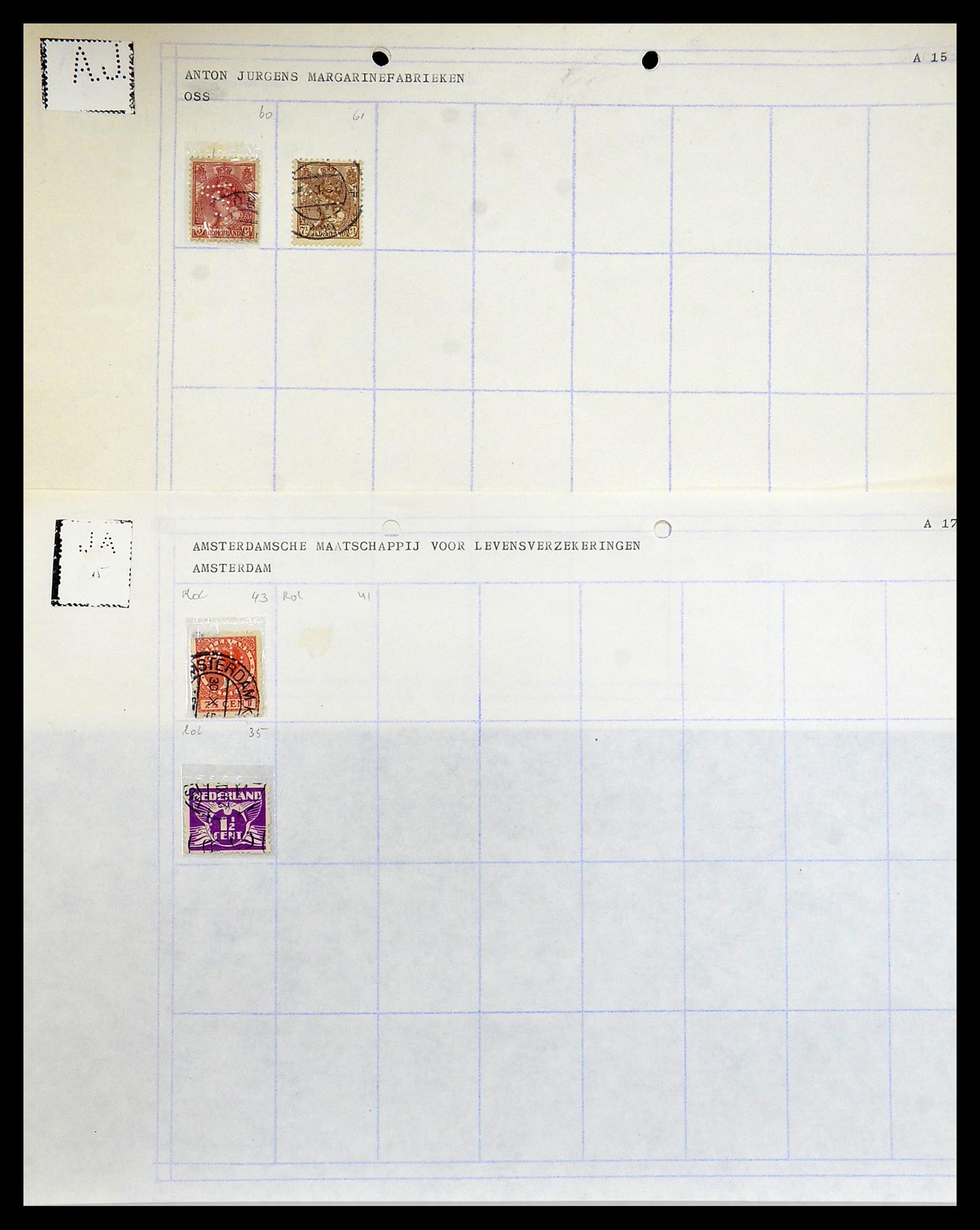 34414 019 - Stamp Collection 34414 Netherlands perfins 1872-1990.
