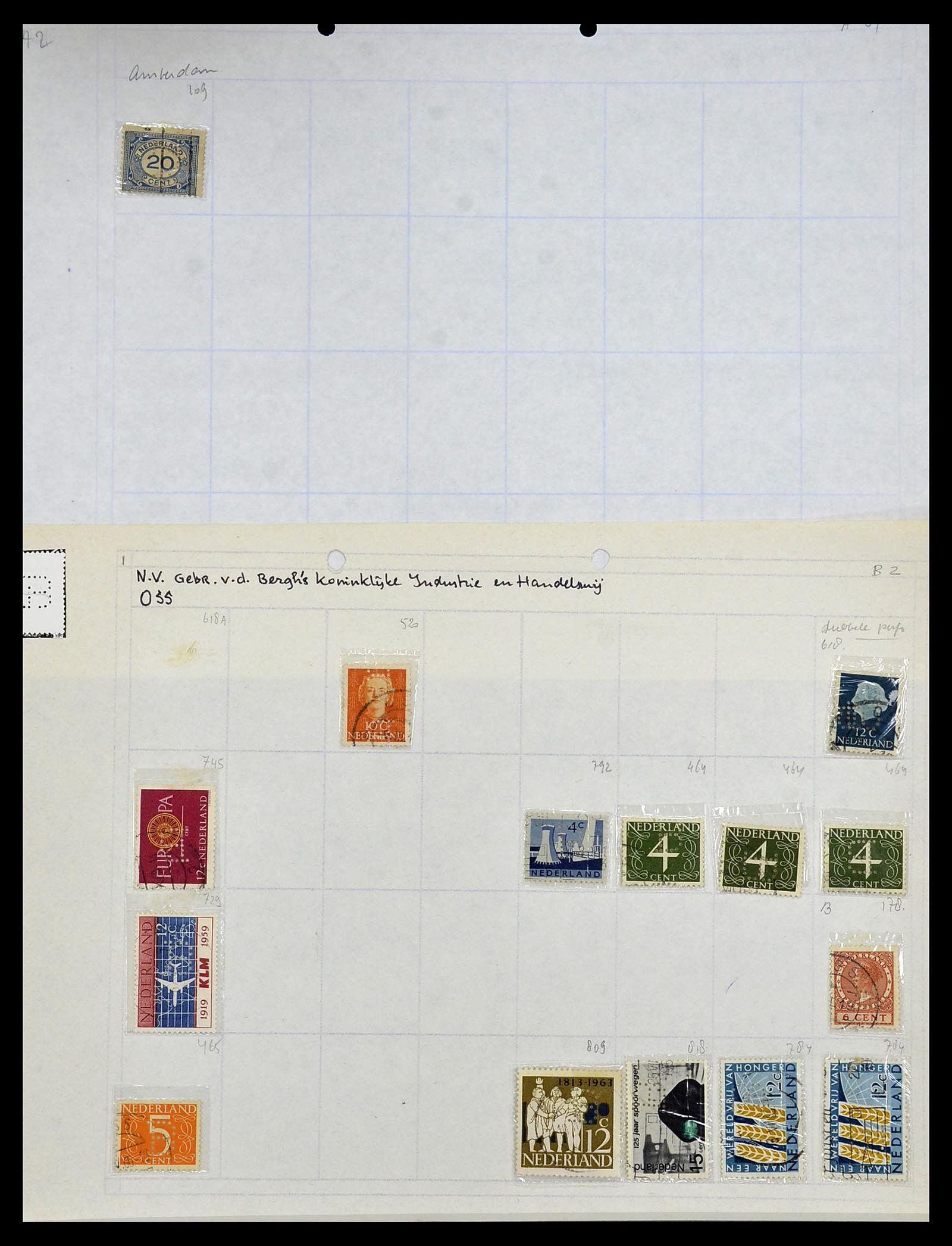 34414 024 - Stamp Collection 34414 Netherlands perfins 1872-1990.