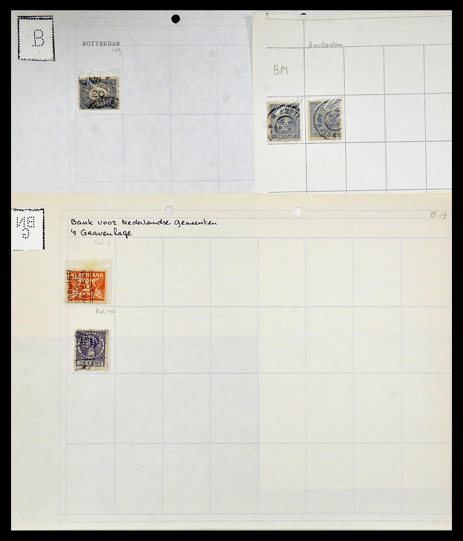 34414 026 - Stamp Collection 34414 Netherlands perfins 1872-1990.