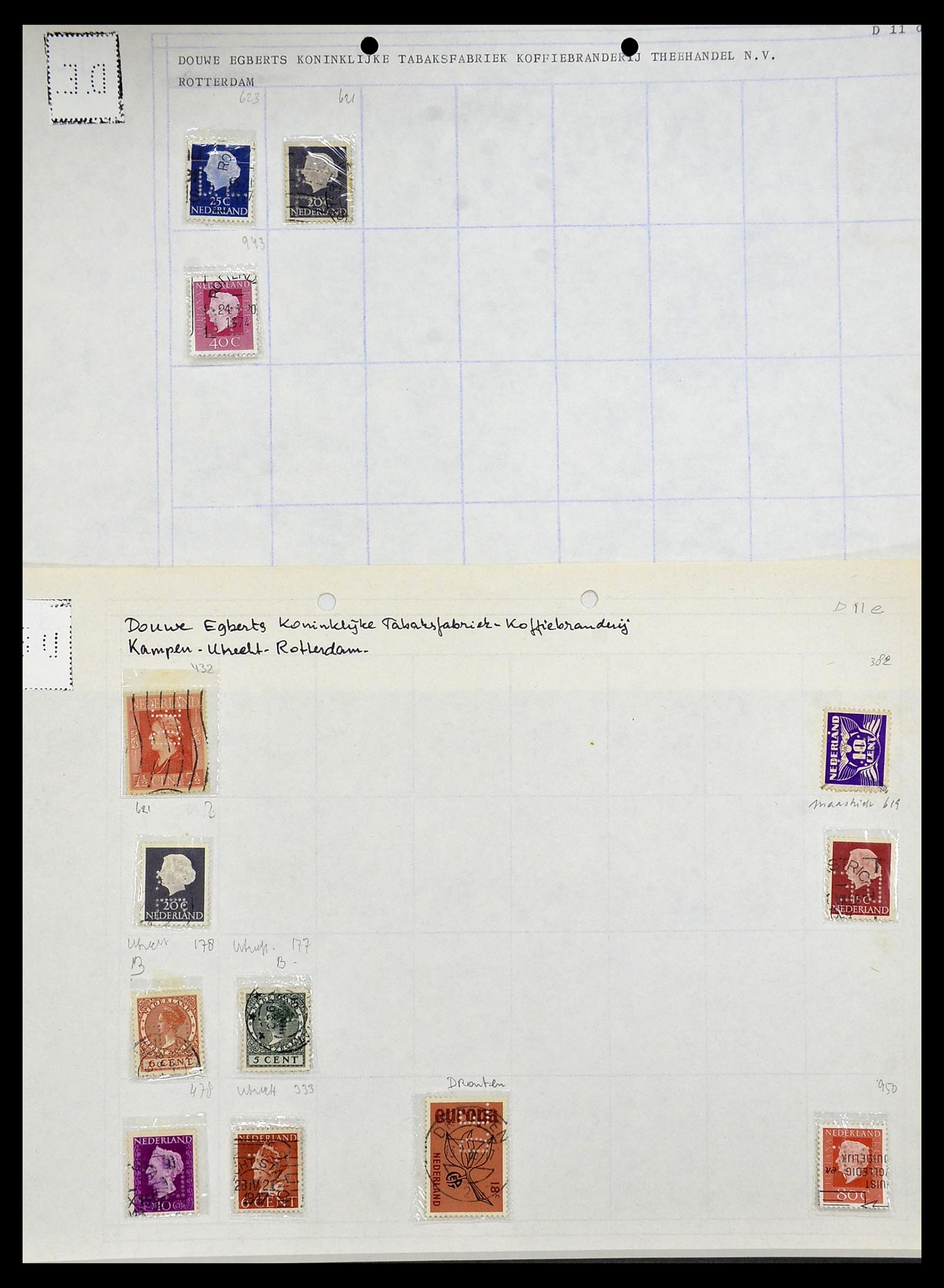 34414 041 - Stamp Collection 34414 Netherlands perfins 1872-1990.