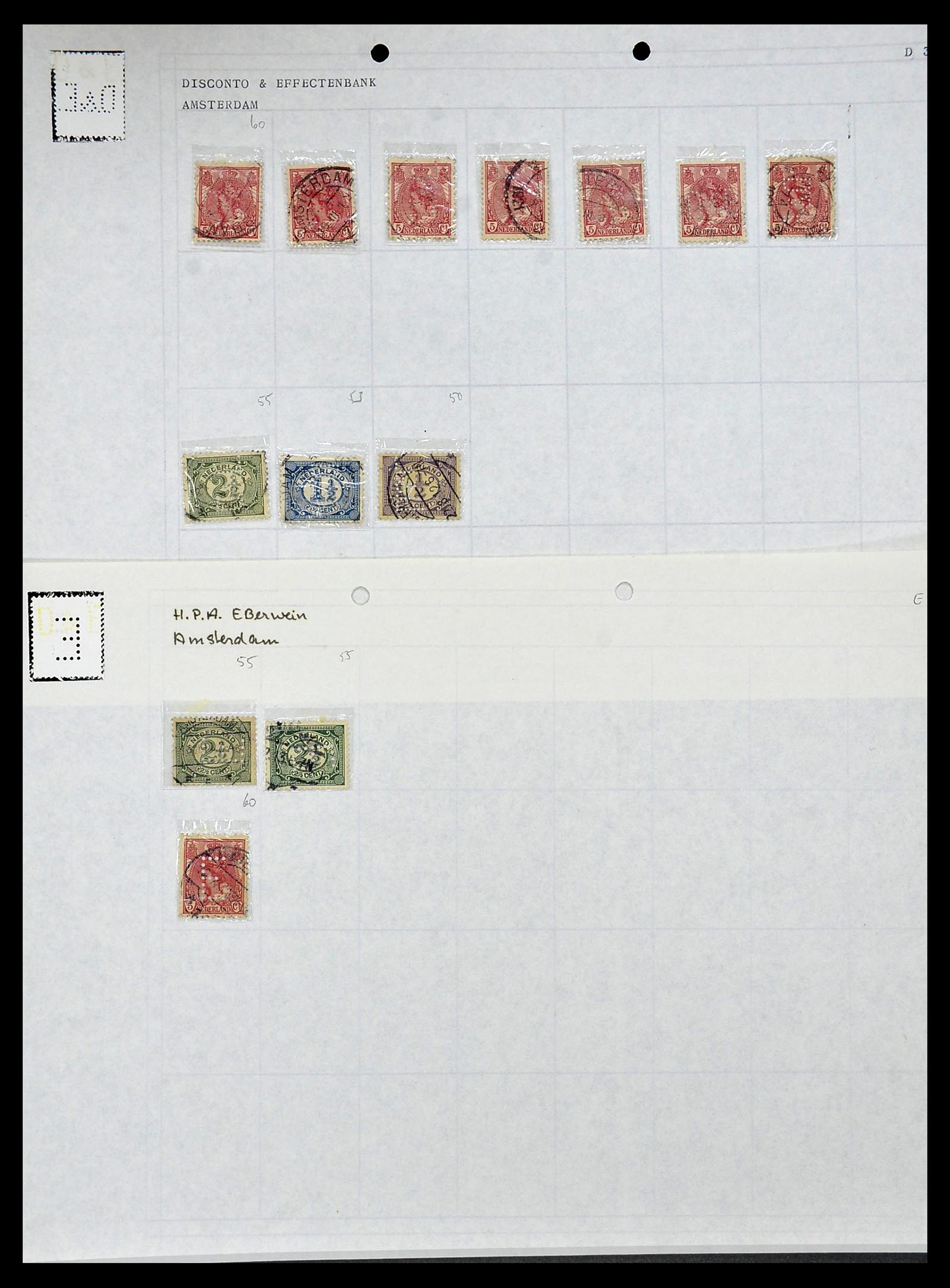 34414 044 - Stamp Collection 34414 Netherlands perfins 1872-1990.