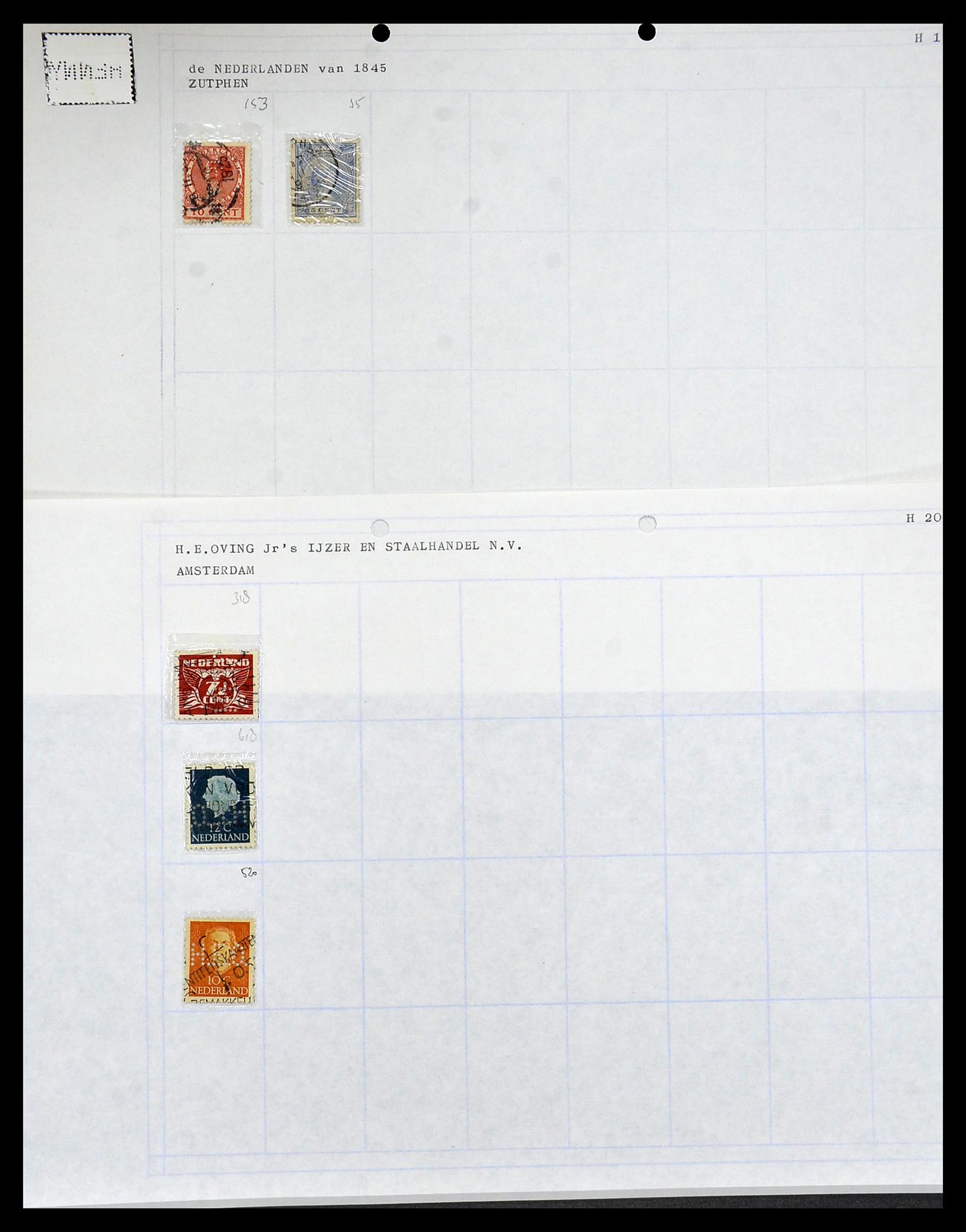 34414 046 - Stamp Collection 34414 Netherlands perfins 1872-1990.