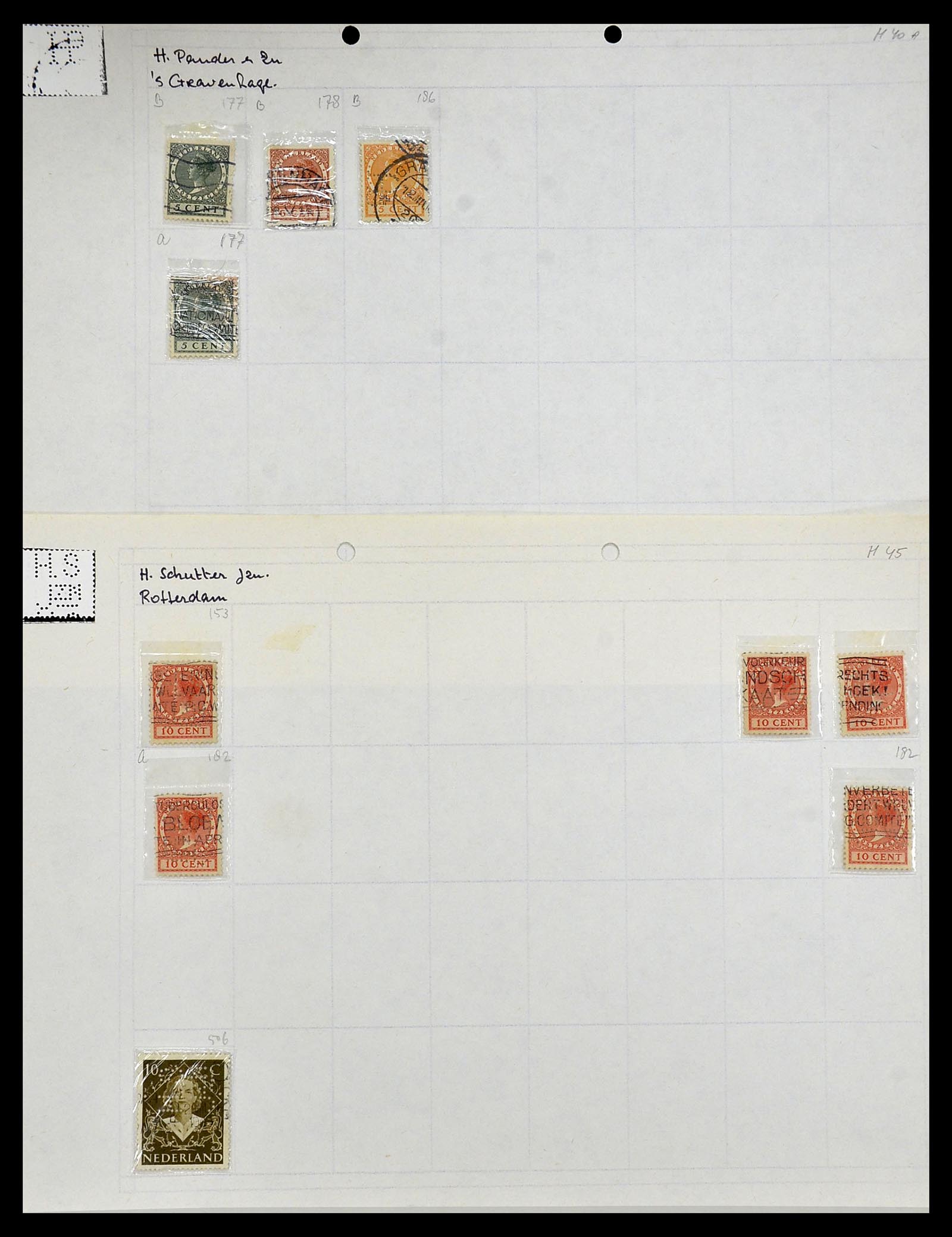 34414 052 - Stamp Collection 34414 Netherlands perfins 1872-1990.
