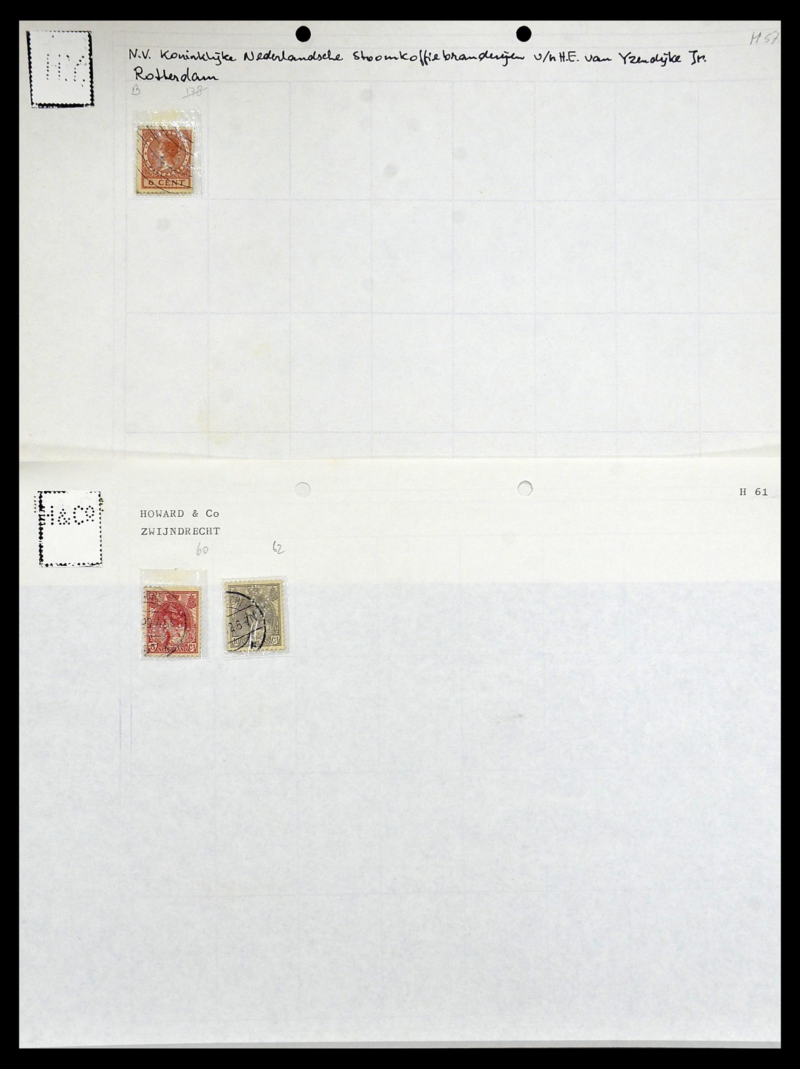 34414 054 - Stamp Collection 34414 Netherlands perfins 1872-1990.