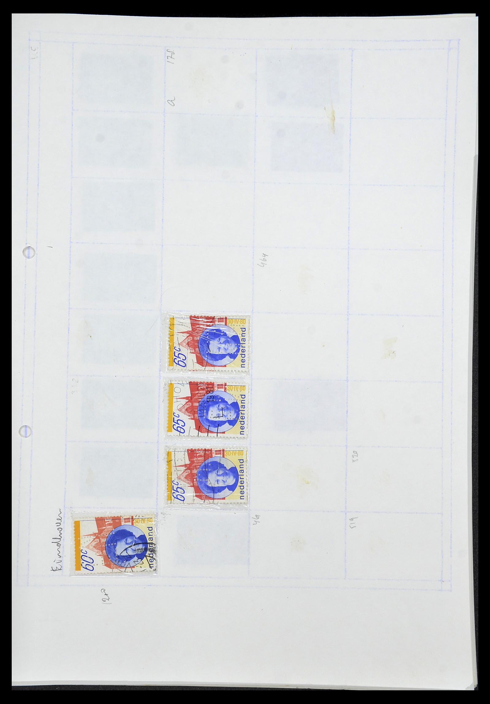 34414 308 - Stamp Collection 34414 Netherlands perfins 1872-1990.