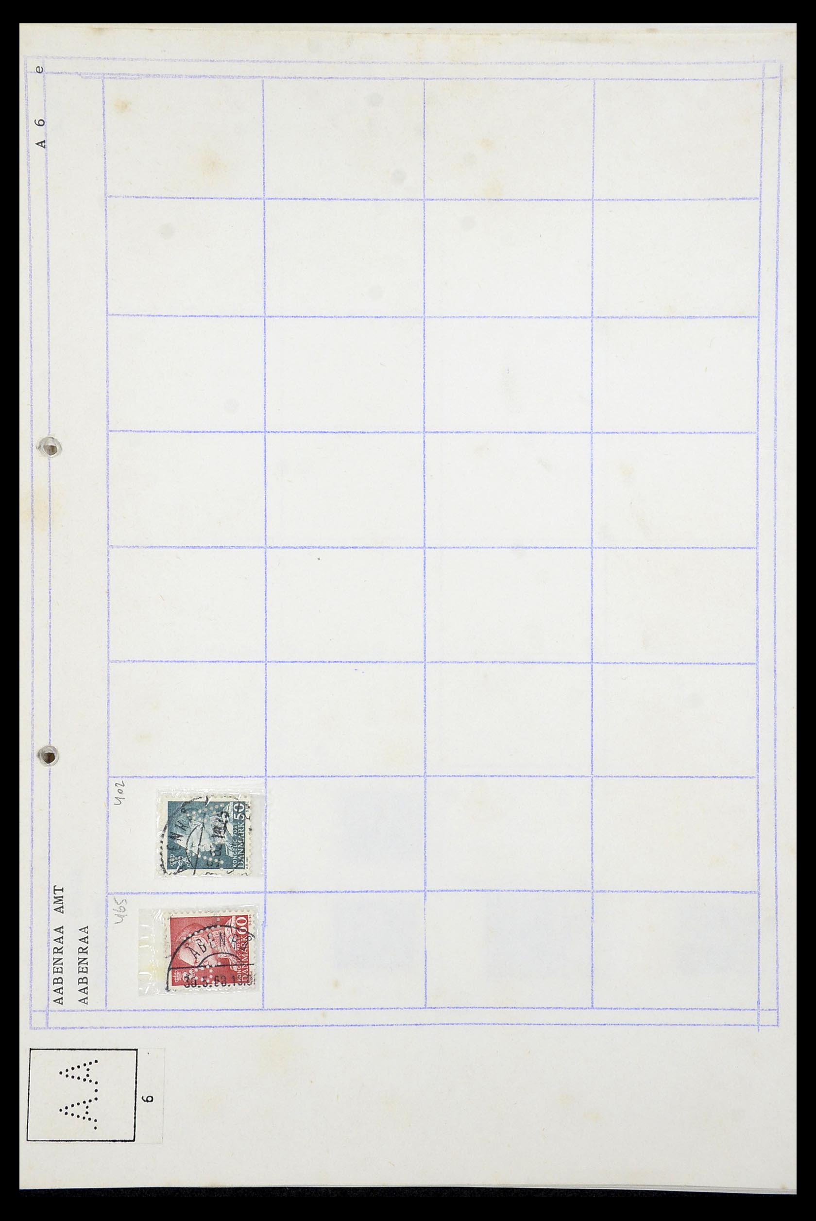 34415 001 - Stamp Collection 34415 Denmark perfins 1875-1980.