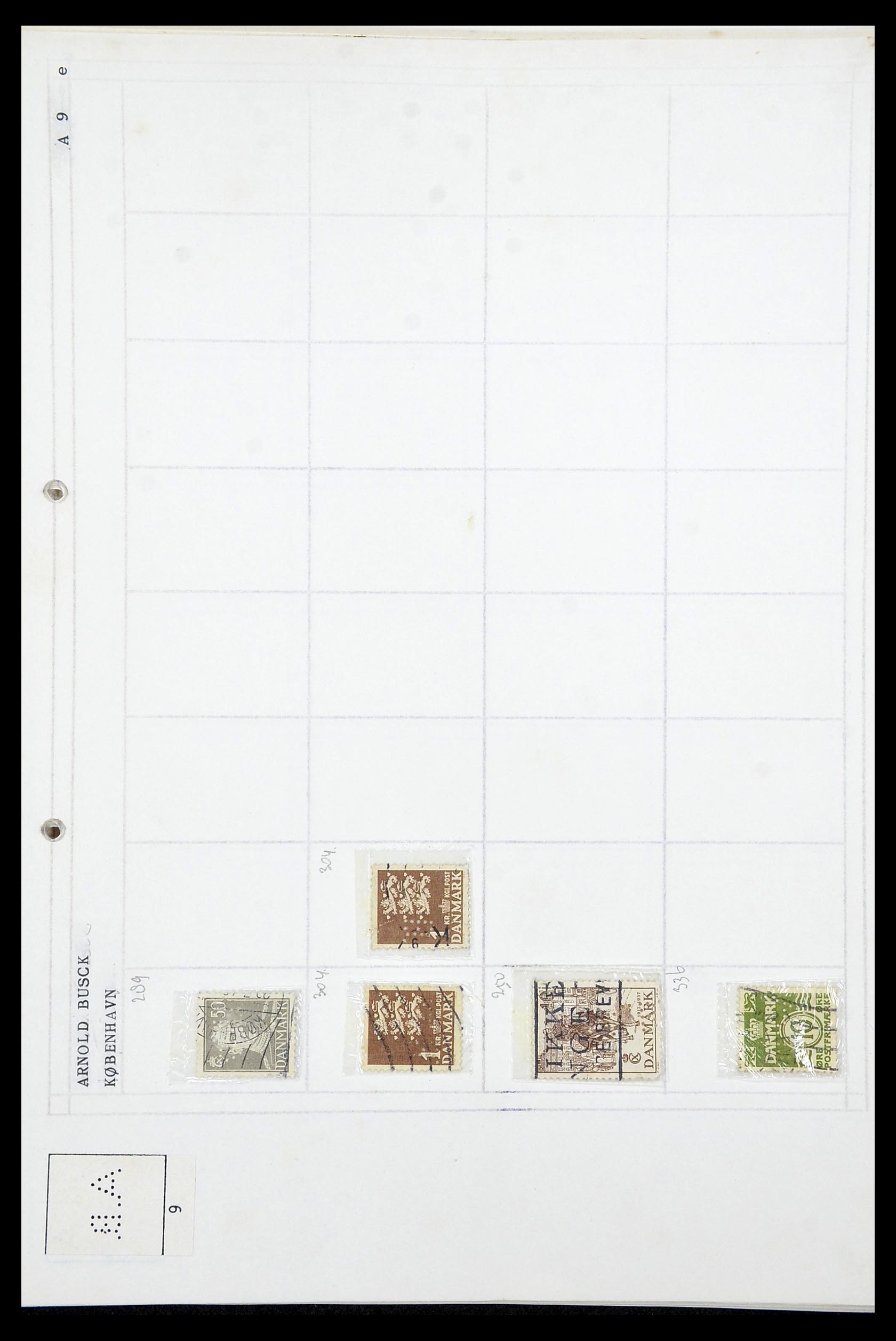 34415 002 - Stamp Collection 34415 Denmark perfins 1875-1980.