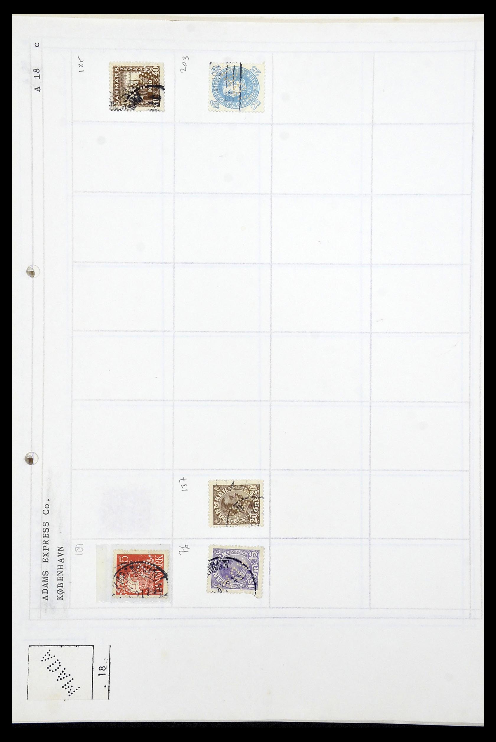 34415 006 - Stamp Collection 34415 Denmark perfins 1875-1980.