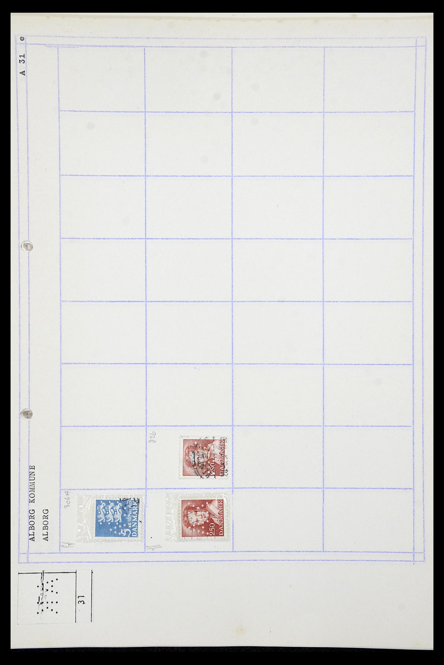 34415 008 - Postzegelverzameling 34415 Denemarken perfins 1875-1980.