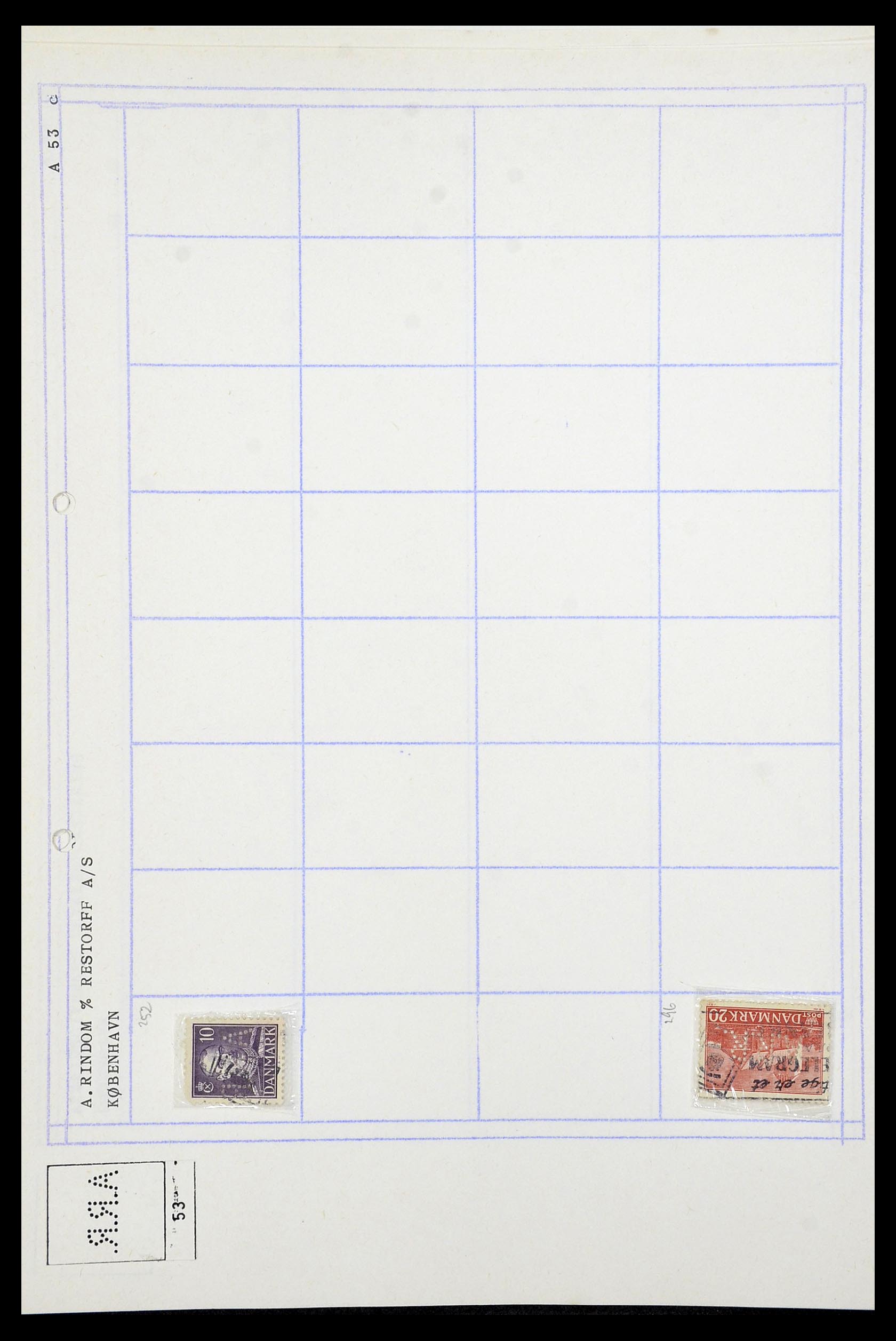 34415 017 - Stamp Collection 34415 Denmark perfins 1875-1980.