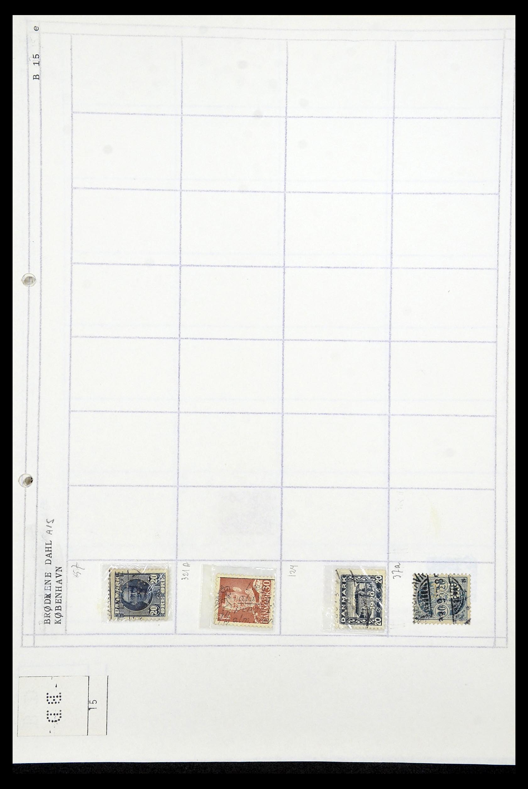 34415 025 - Stamp Collection 34415 Denmark perfins 1875-1980.