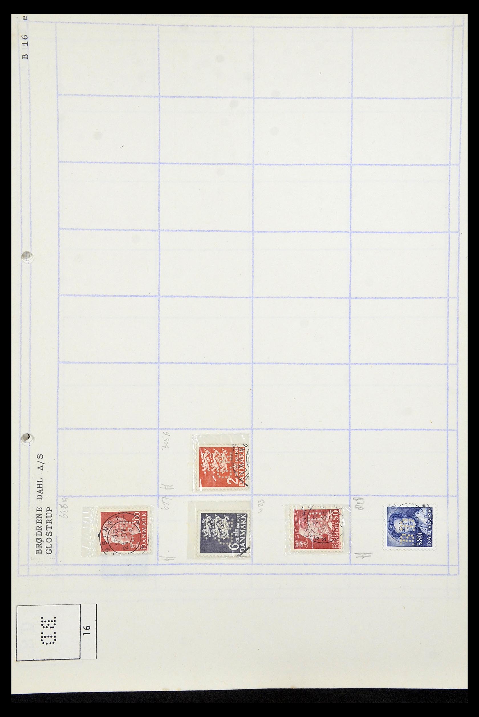 34415 026 - Stamp Collection 34415 Denmark perfins 1875-1980.
