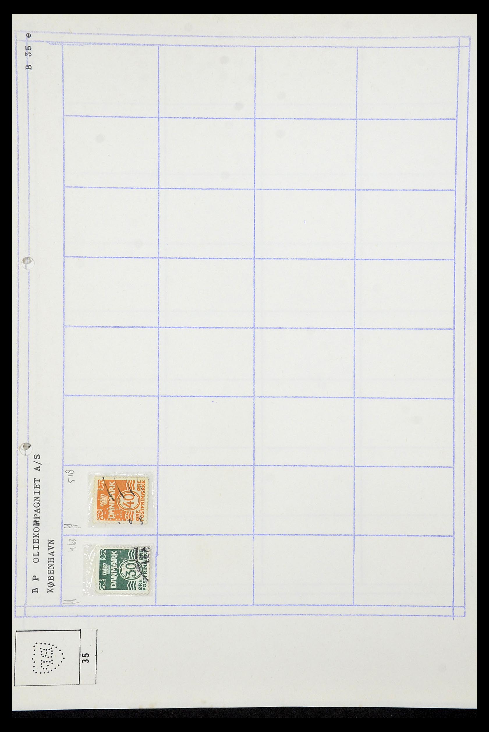 34415 029 - Stamp Collection 34415 Denmark perfins 1875-1980.