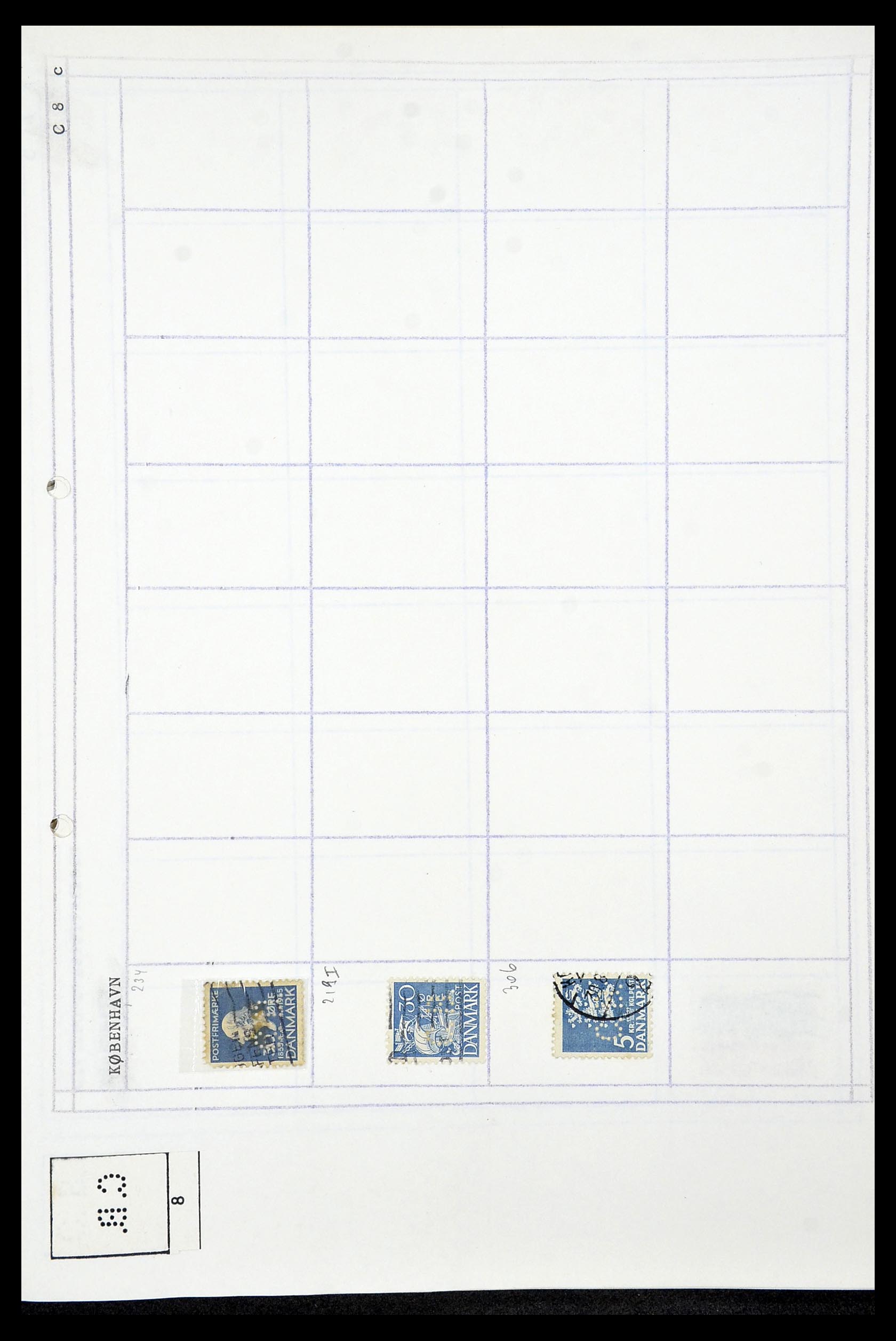 34415 040 - Postzegelverzameling 34415 Denemarken perfins 1875-1980.