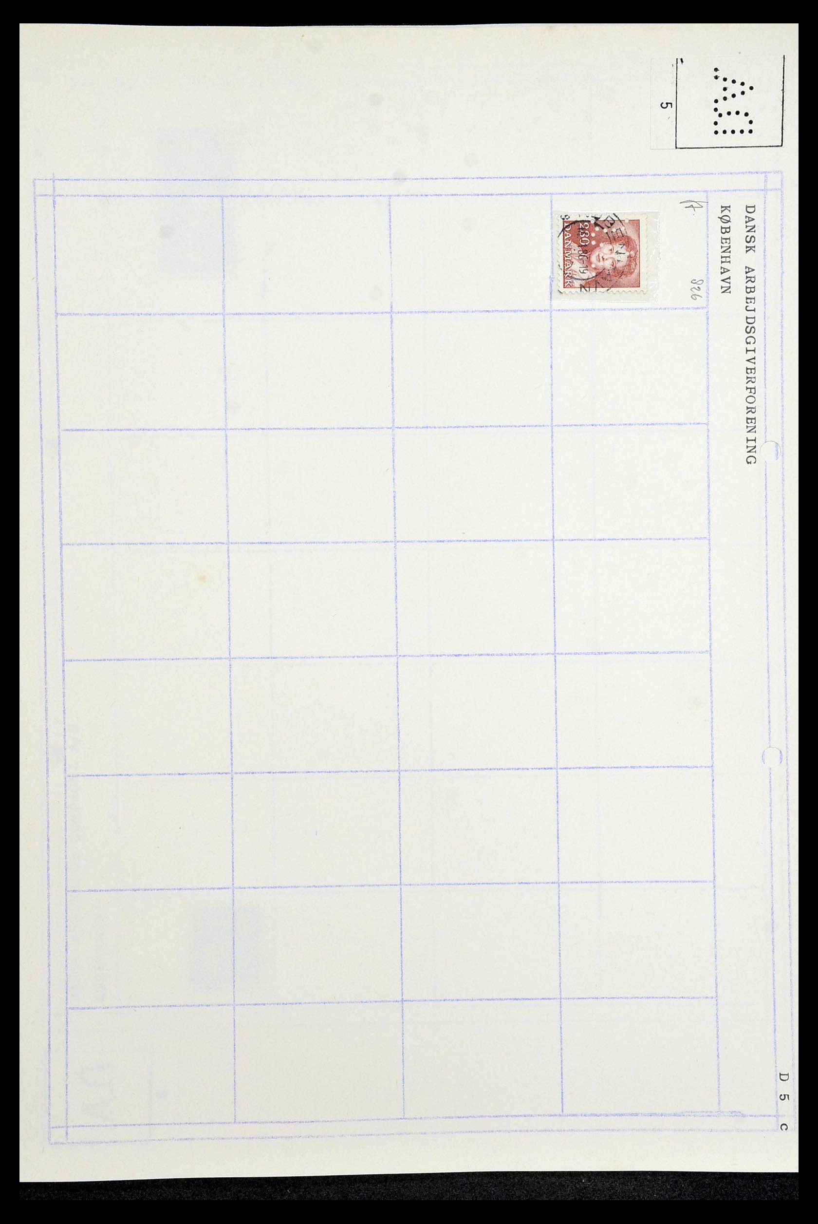 34415 053 - Stamp Collection 34415 Denmark perfins 1875-1980.