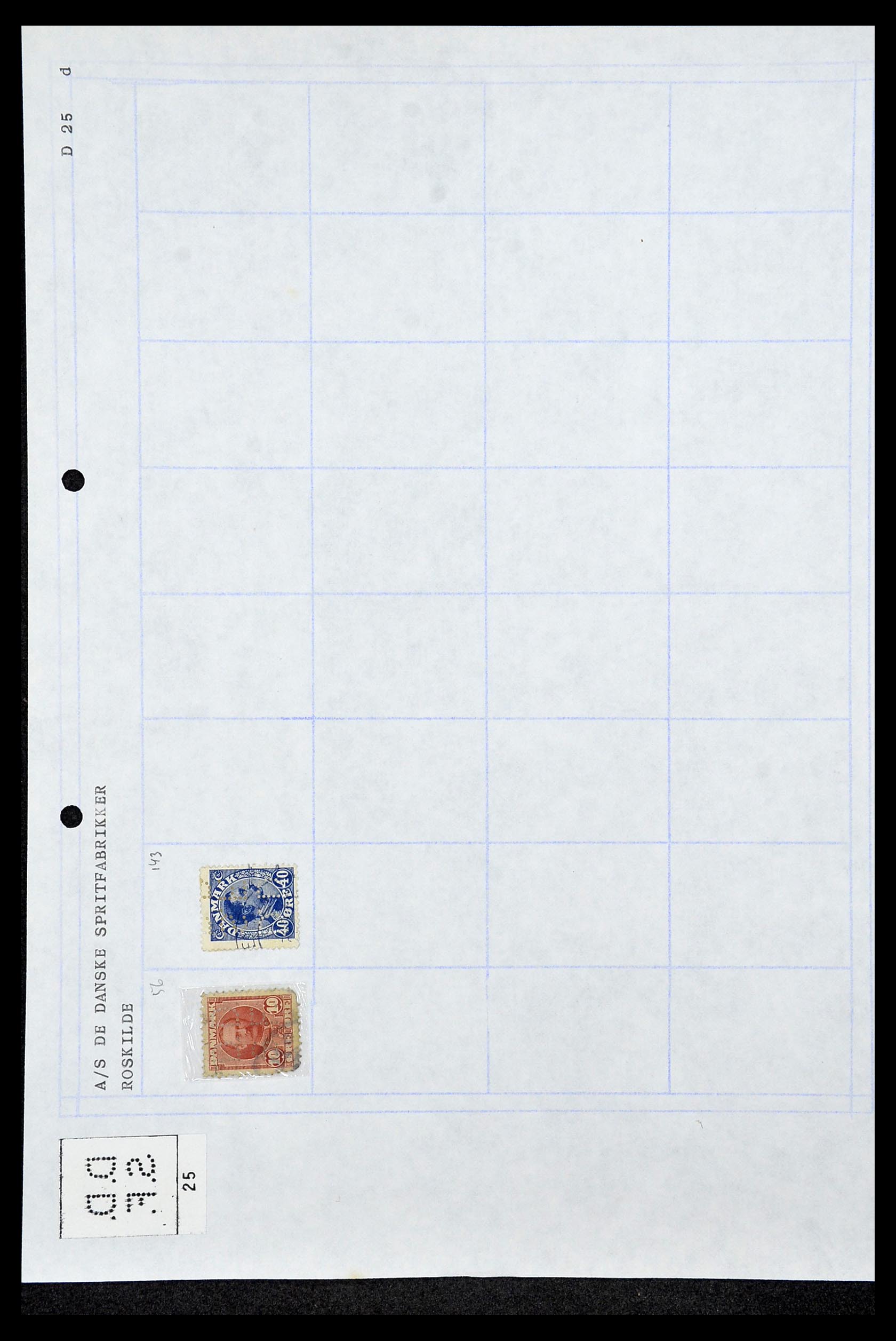 34415 060 - Postzegelverzameling 34415 Denemarken perfins 1875-1980.