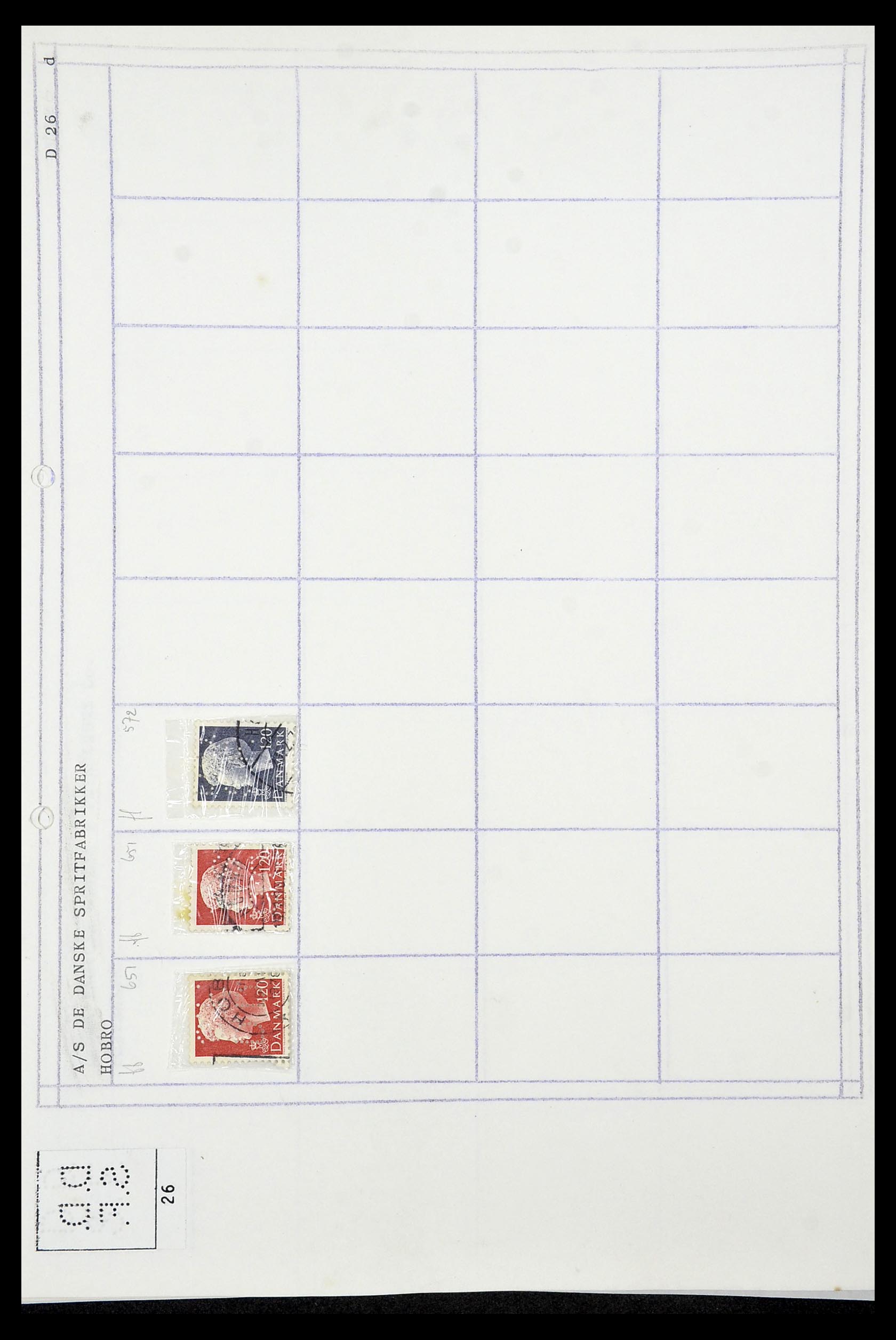 34415 061 - Stamp Collection 34415 Denmark perfins 1875-1980.