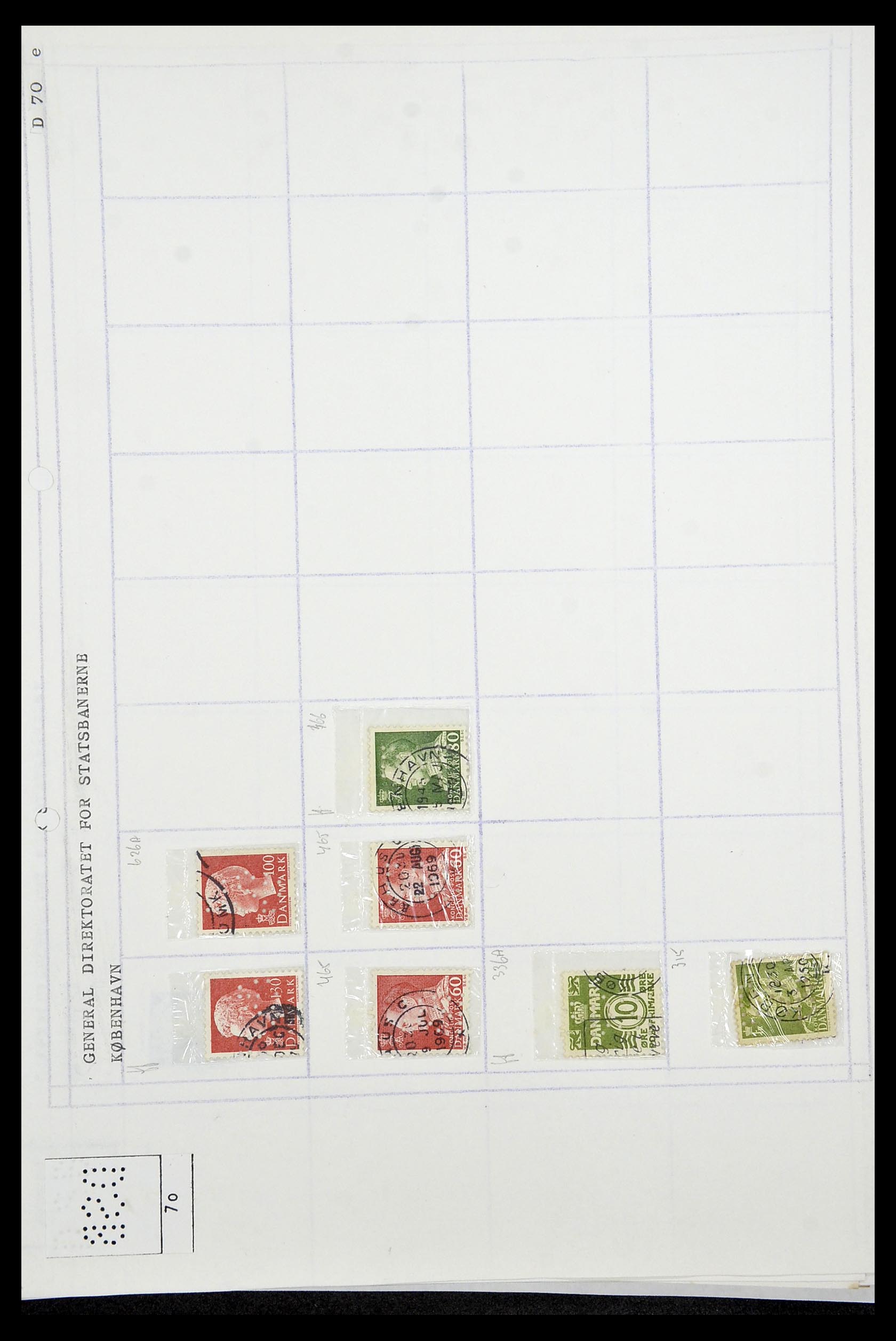 34415 070 - Stamp Collection 34415 Denmark perfins 1875-1980.