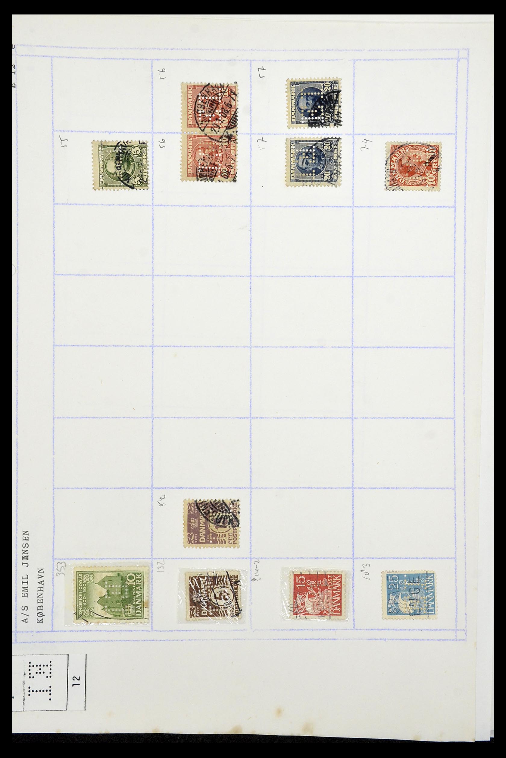 34415 080 - Stamp Collection 34415 Denmark perfins 1875-1980.