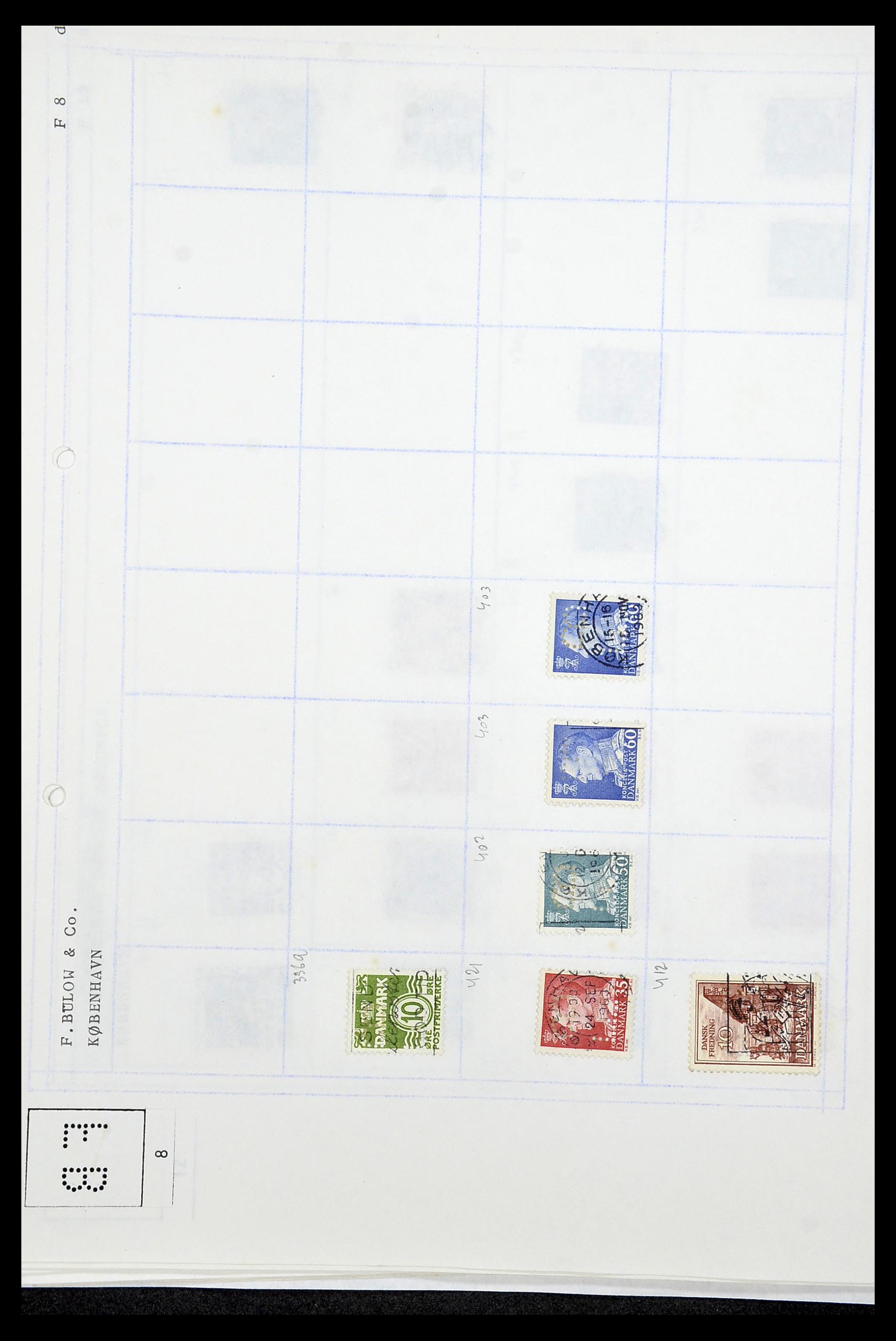 34415 094 - Stamp Collection 34415 Denmark perfins 1875-1980.