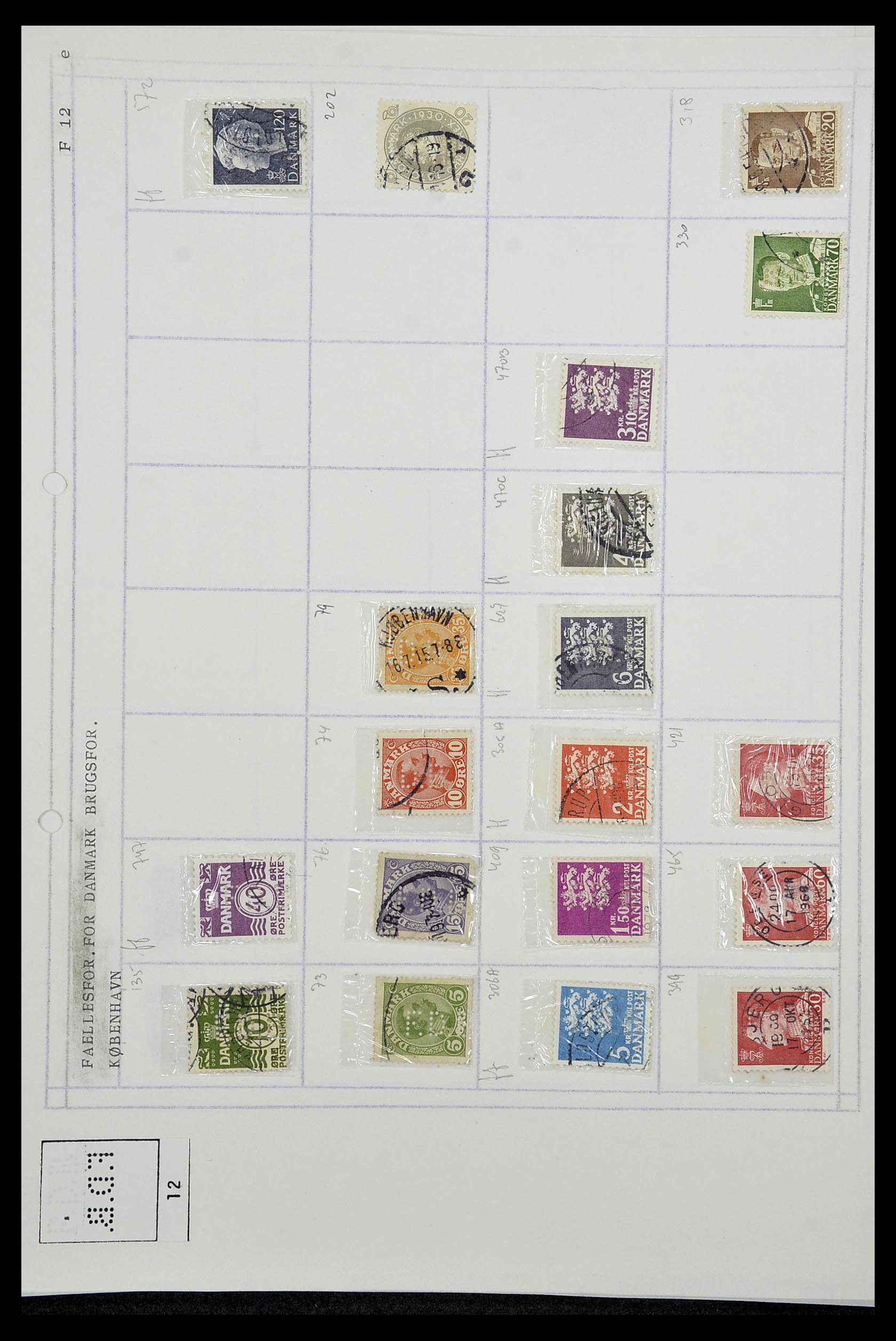 34415 095 - Stamp Collection 34415 Denmark perfins 1875-1980.