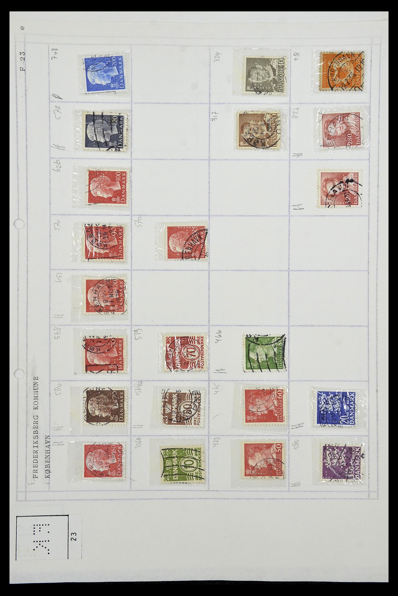 34415 098 - Stamp Collection 34415 Denmark perfins 1875-1980.