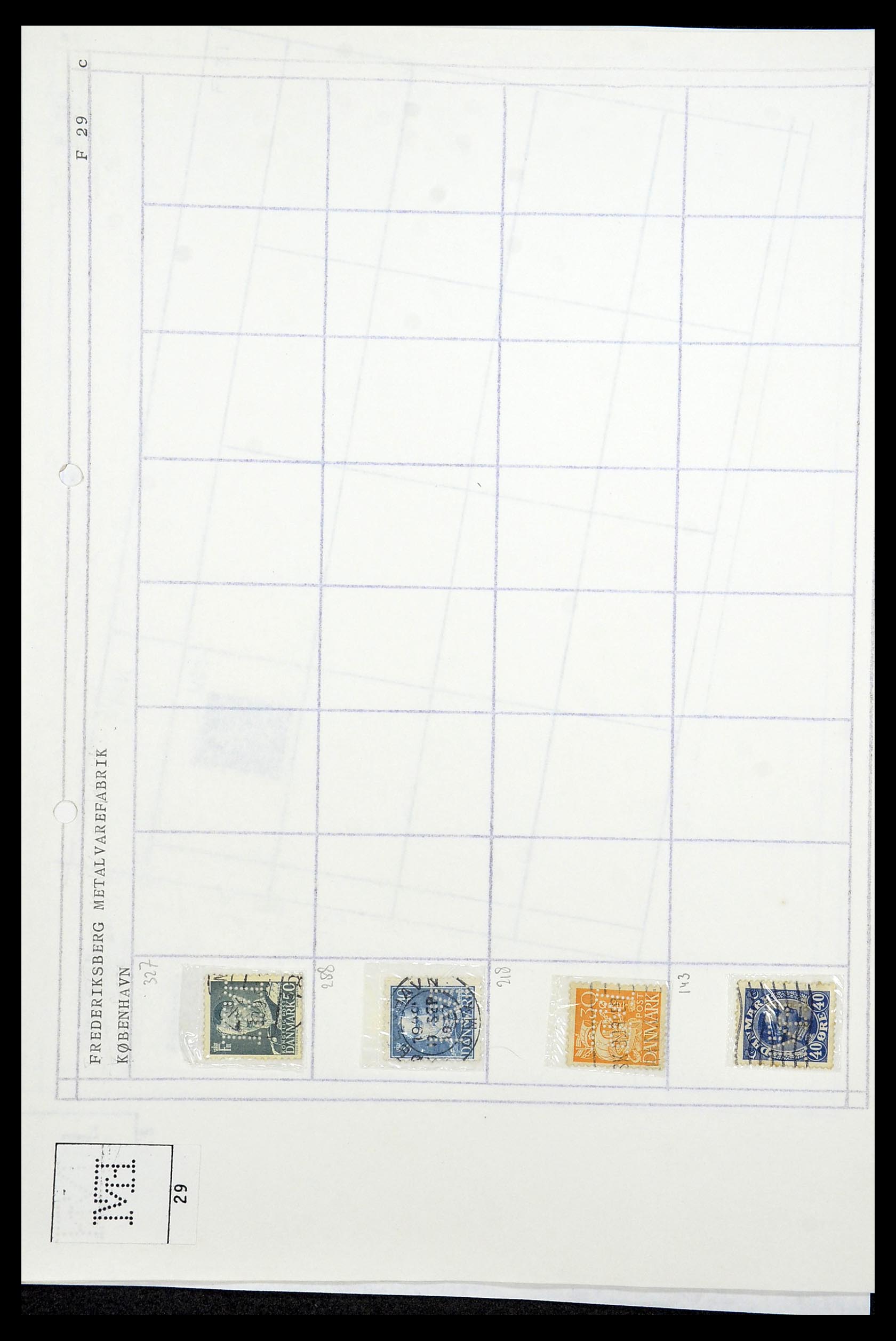 34415 100 - Stamp Collection 34415 Denmark perfins 1875-1980.