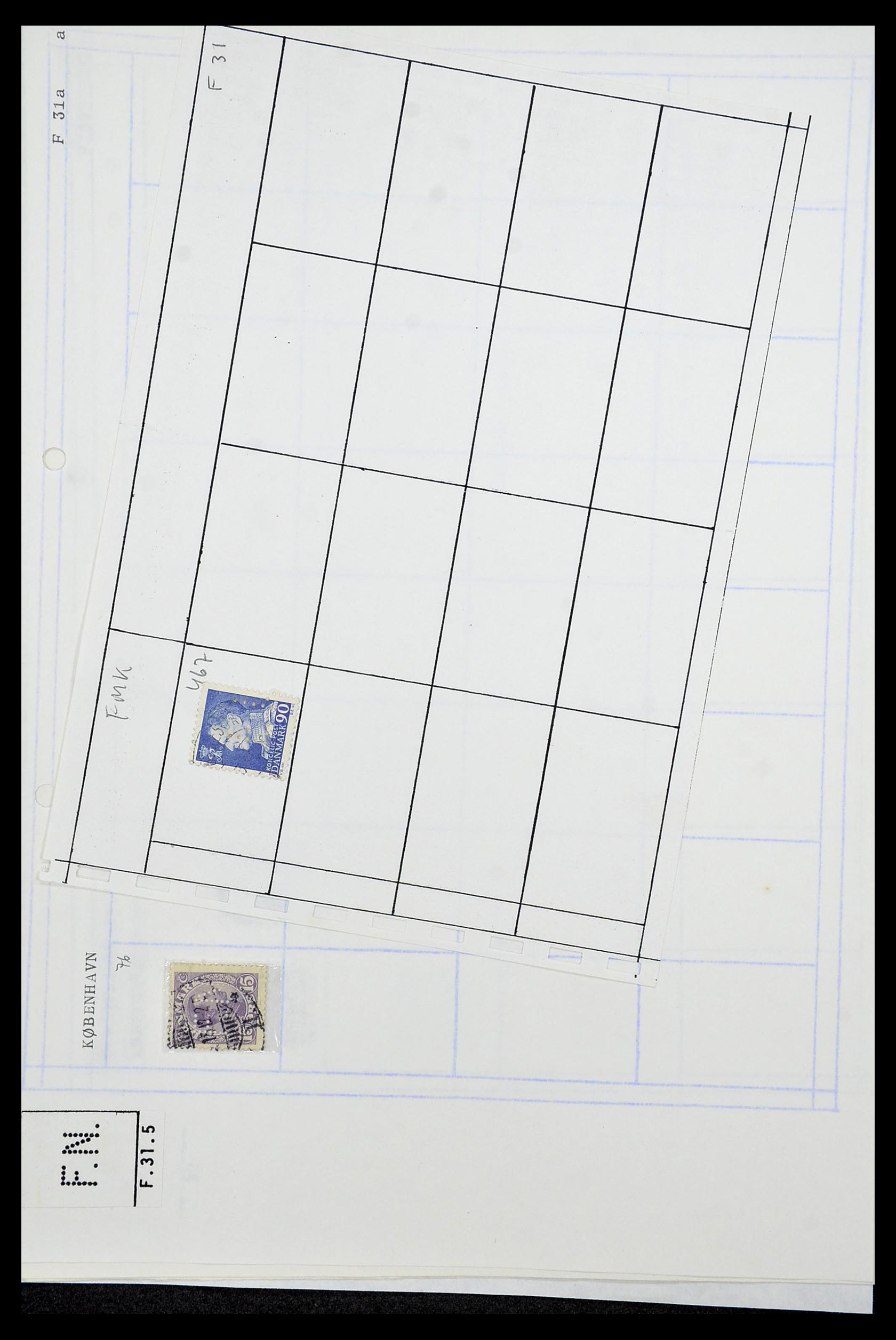 34415 101 - Stamp Collection 34415 Denmark perfins 1875-1980.