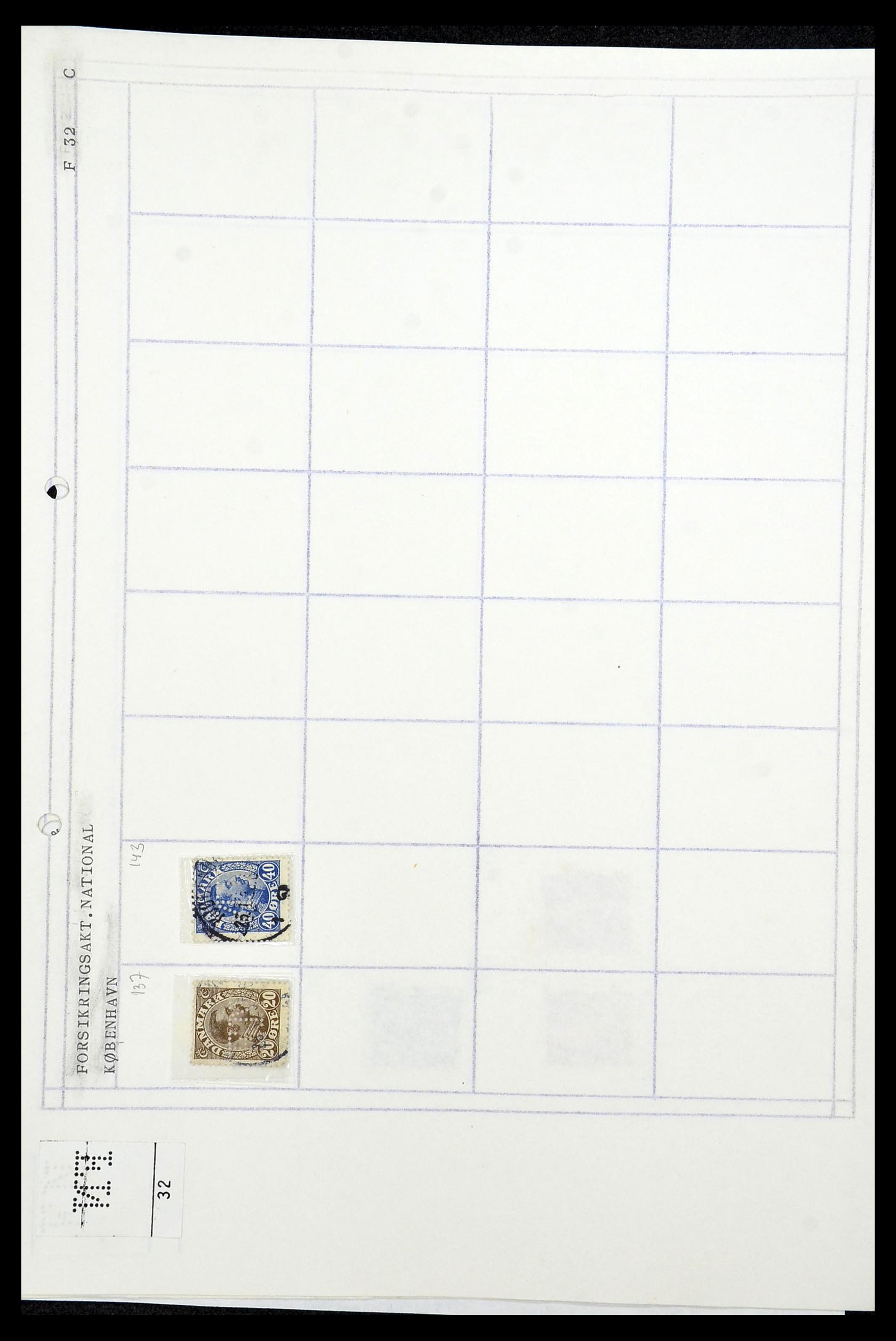 34415 102 - Stamp Collection 34415 Denmark perfins 1875-1980.